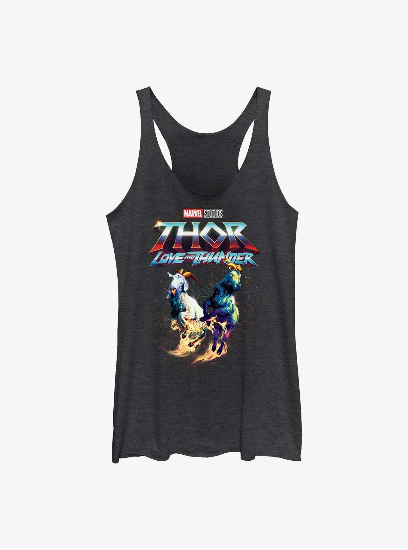 Marvel Thor: Love And Thunder Rainbow Goats Girl's Tank, BLK HTR, hi-res