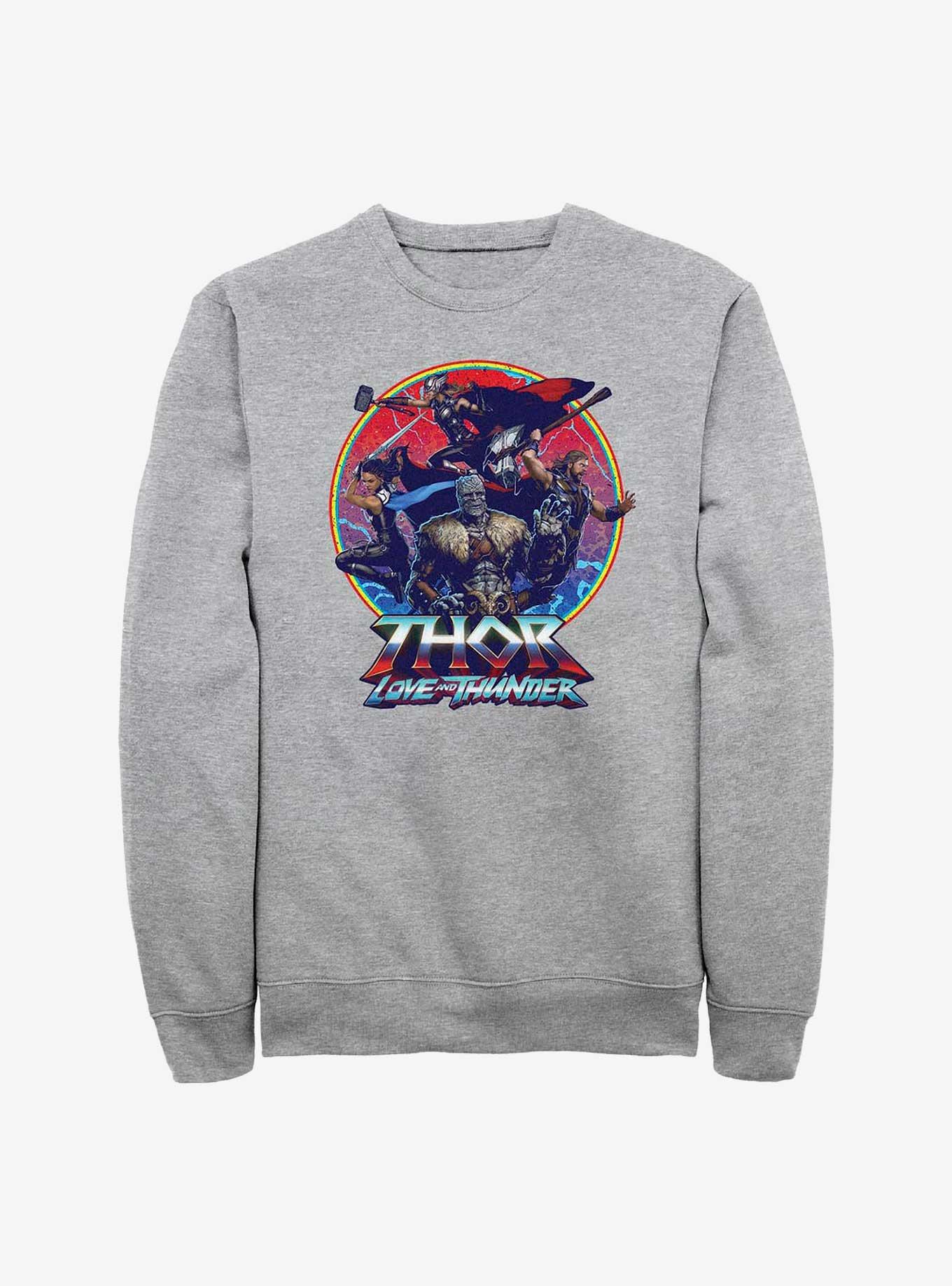 Marvel Thor: Love And Thunder Group Emblem Sweatshirt, ATH HTR, hi-res