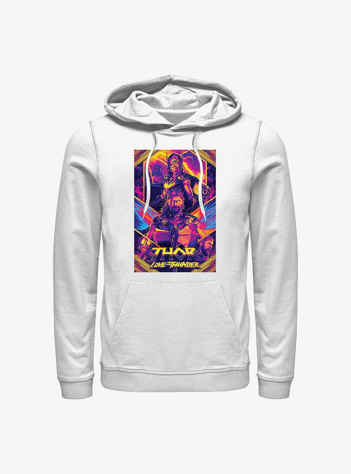 Marvel Thor: Love And Thunder Neon Poster Hoodie, WHITE, hi-res