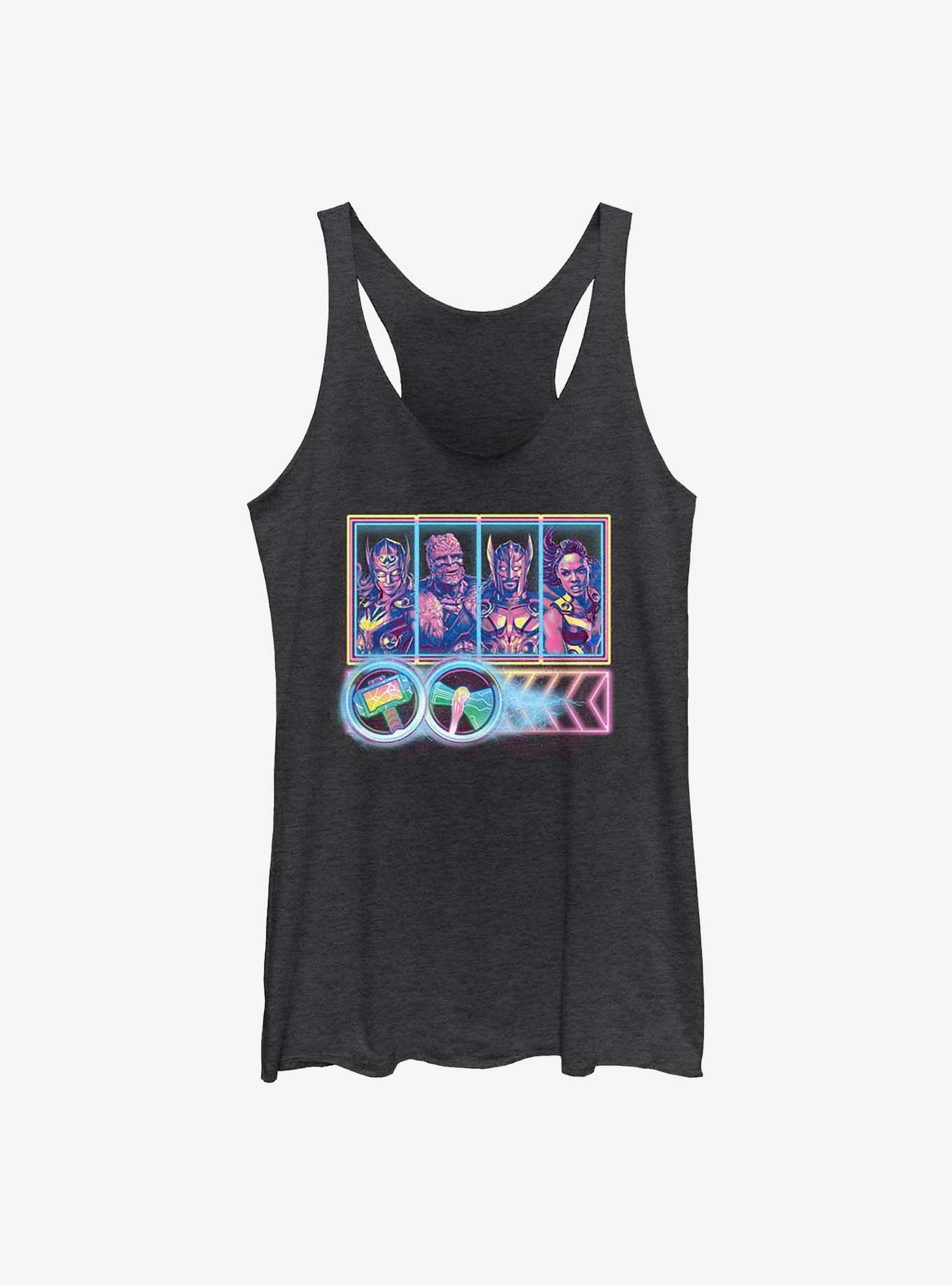 Marvel Thor: Love And Thunder Neon Thunder Love Girl's Tank, BLK HTR, hi-res