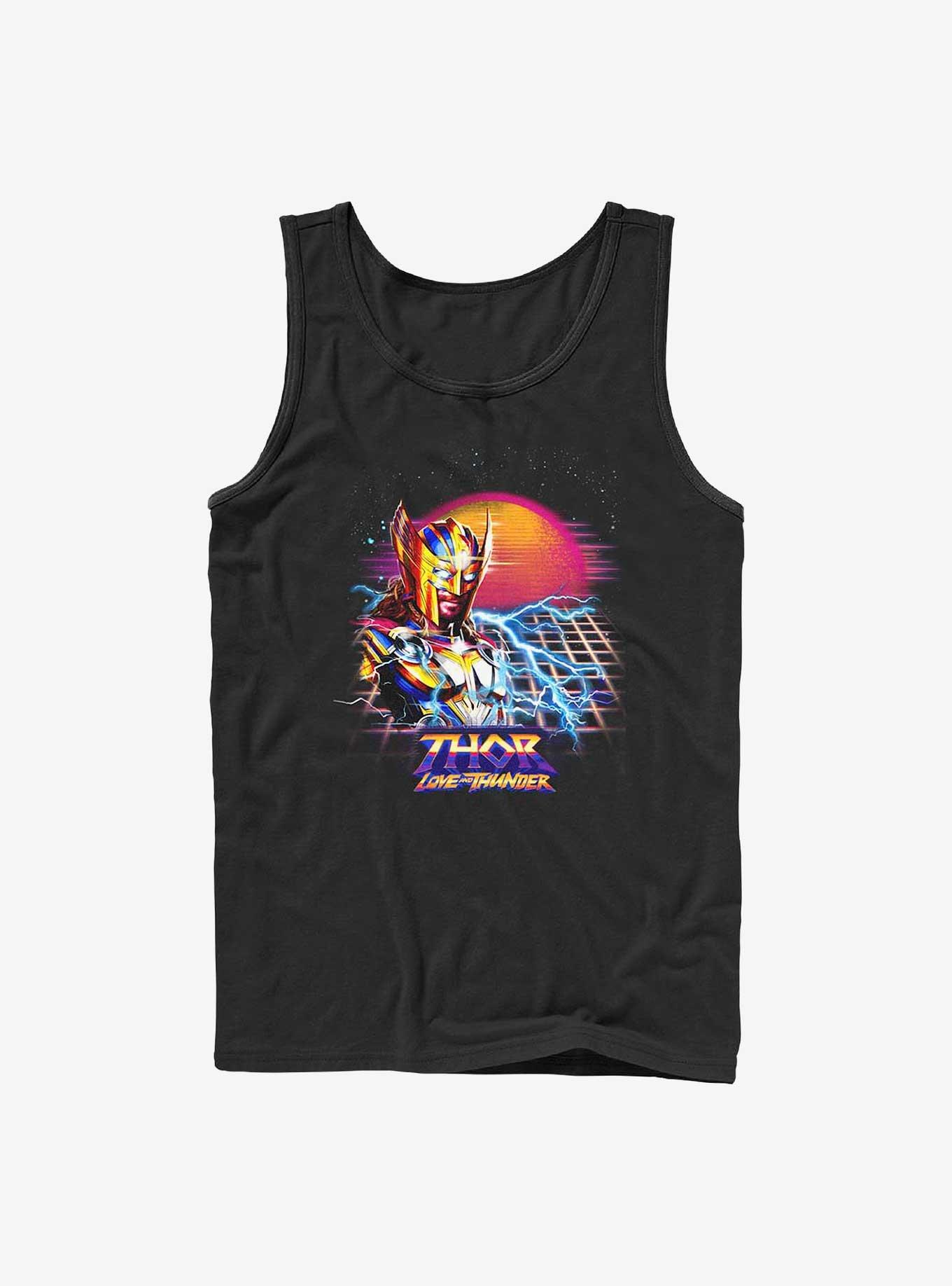 Marvel Thor: Love And Thunder Synthwave Sunset Tank, BLACK, hi-res