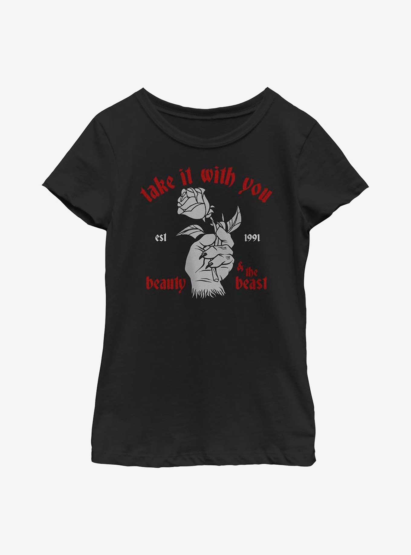 Disney Beauty And The Beast With You Youth Girls T-Shirt, RED, hi-res