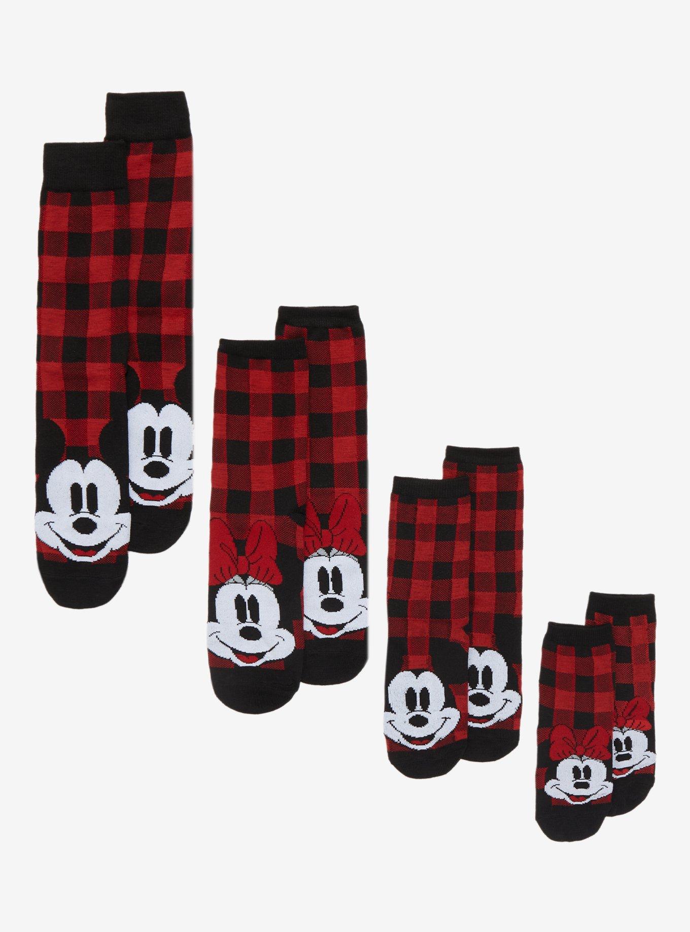 Disney Mickey Mouse & Minnie Mouse Plaid Family Sock Set, , hi-res