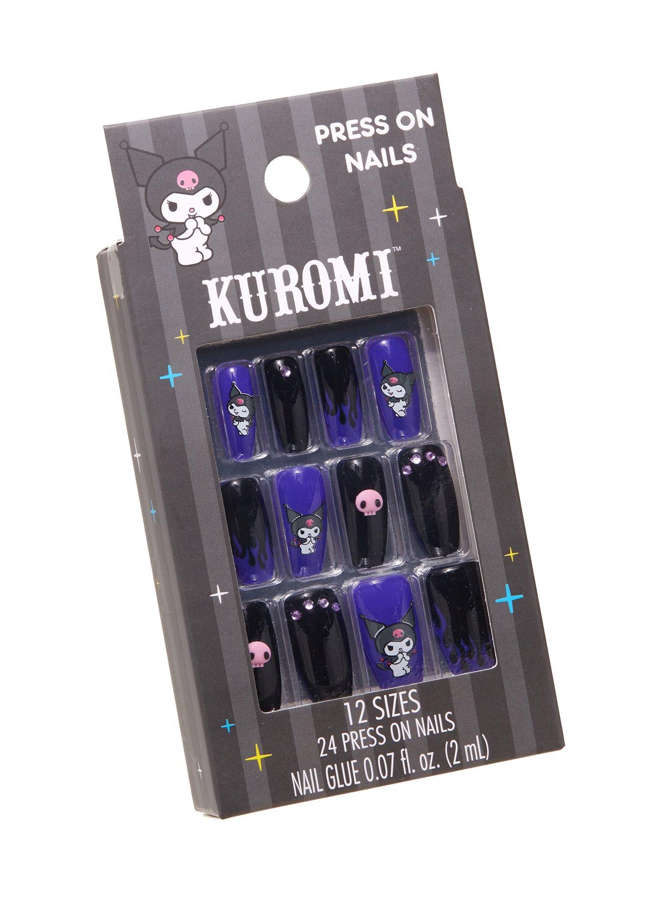 Kuromi Purple Flames Faux Nail Set, , hi-res