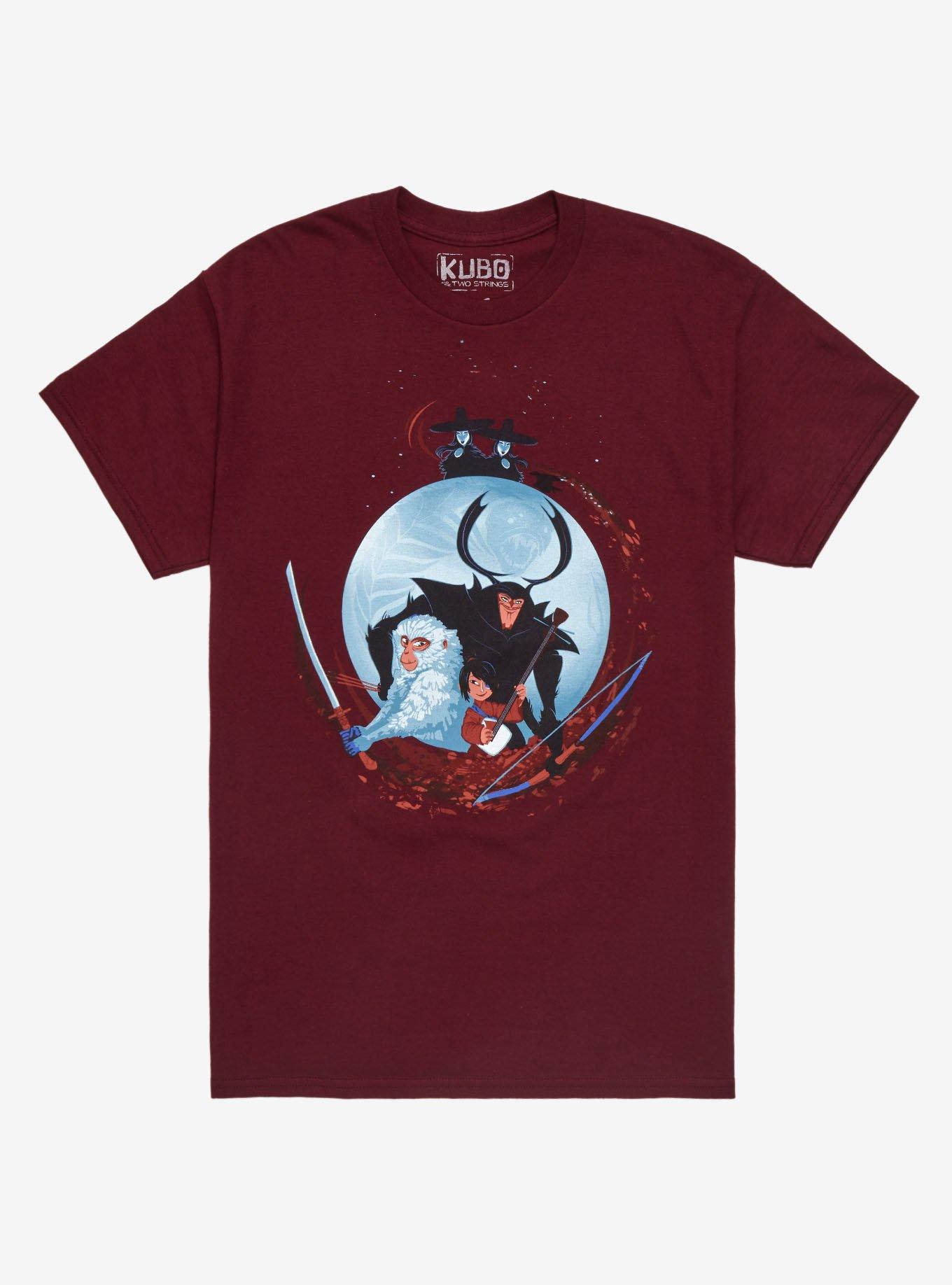 Laika Kubo And The Two Strings Group T-Shirt By Erika Howell, BURGUNDY, hi-res