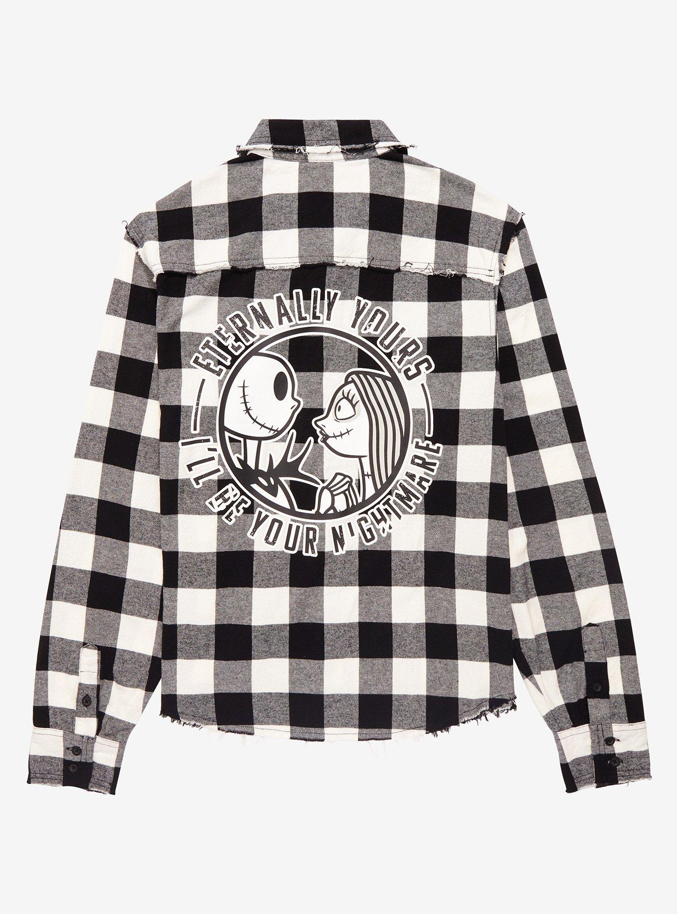 Her Universe The Nightmare Before Christmas Jack & Sally Eternally Yours Flannel, BLACK-WHITE CHECK, hi-res
