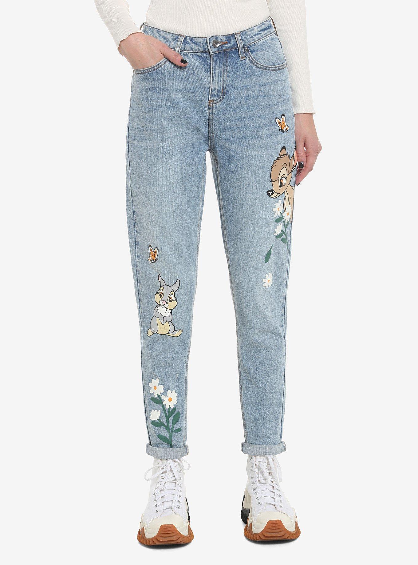 Disney Bambi & Thumper Mom Jeans, LIGHT WASH, hi-res