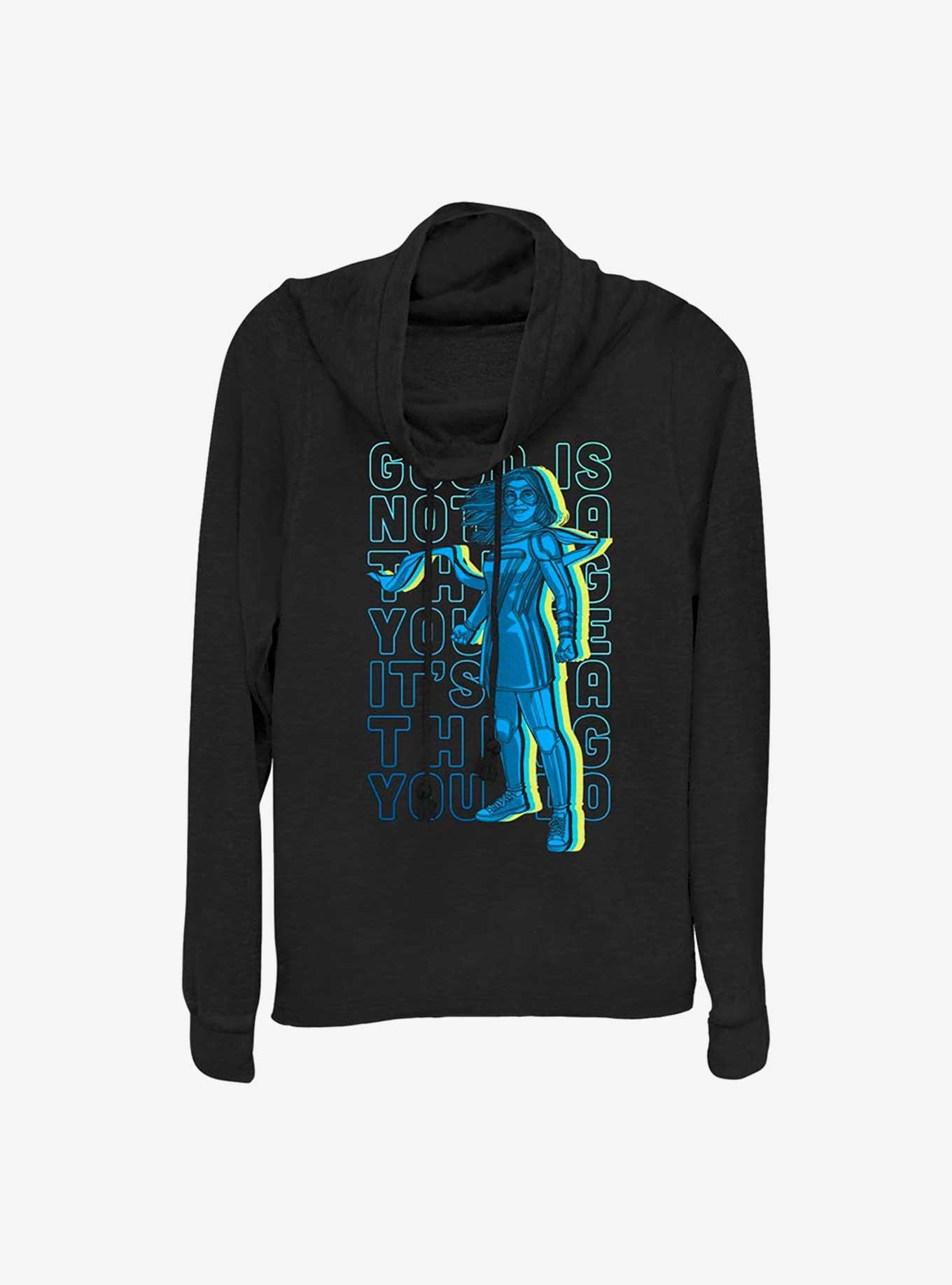 Marvel Ms. Marvel Do Good Stack Cowlneck Long-Sleeve Girls Top, BLACK, hi-res