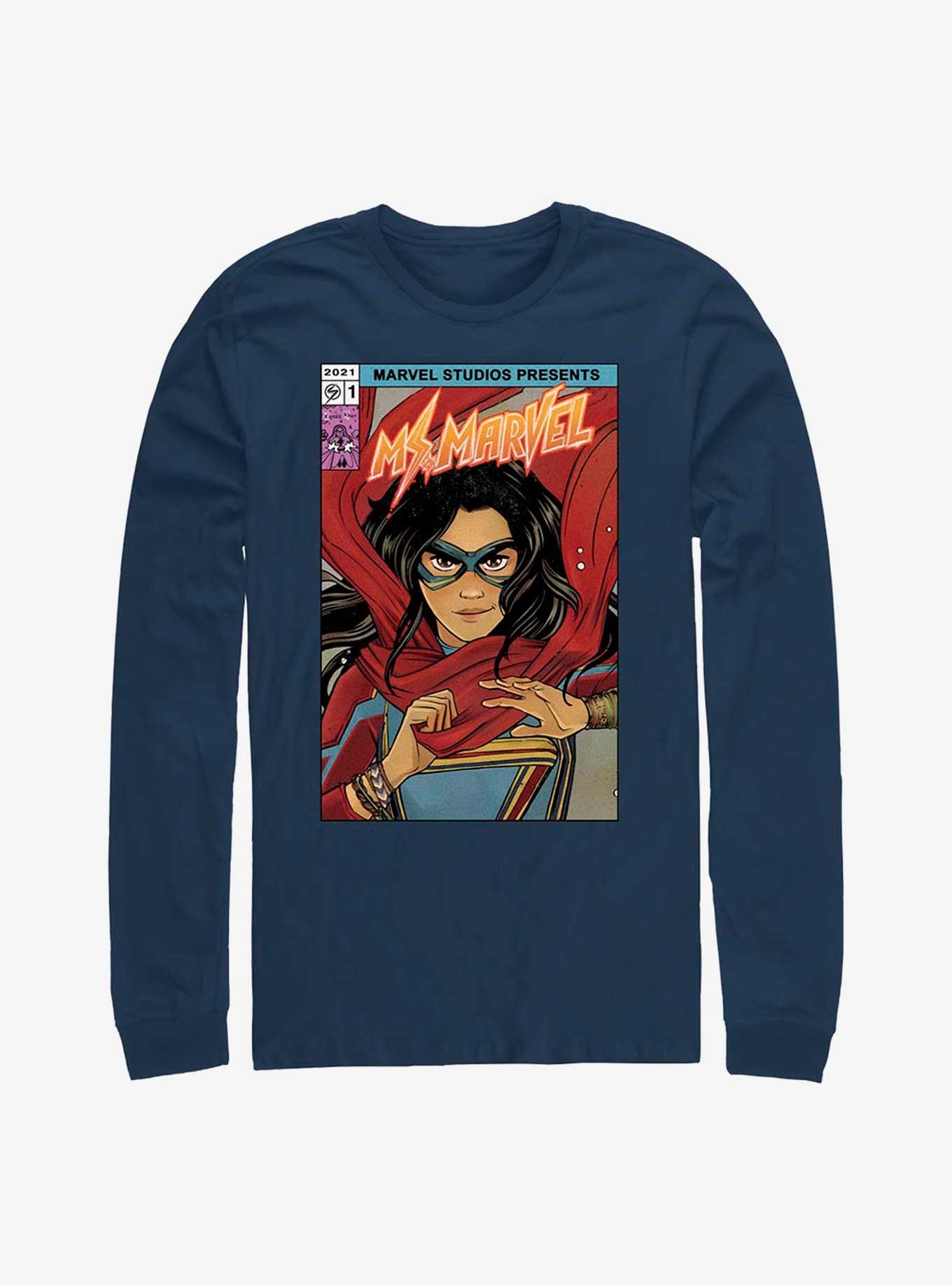 Marvel Ms. Marvel Comic Cover Long-Sleeve T-Shirt, NAVY, hi-res