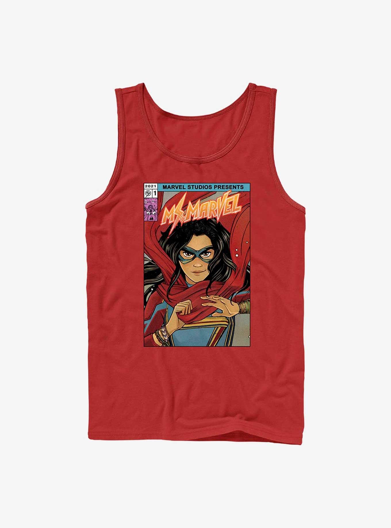 Marvel Ms. Marvel Comic Cover Tank, RED, hi-res