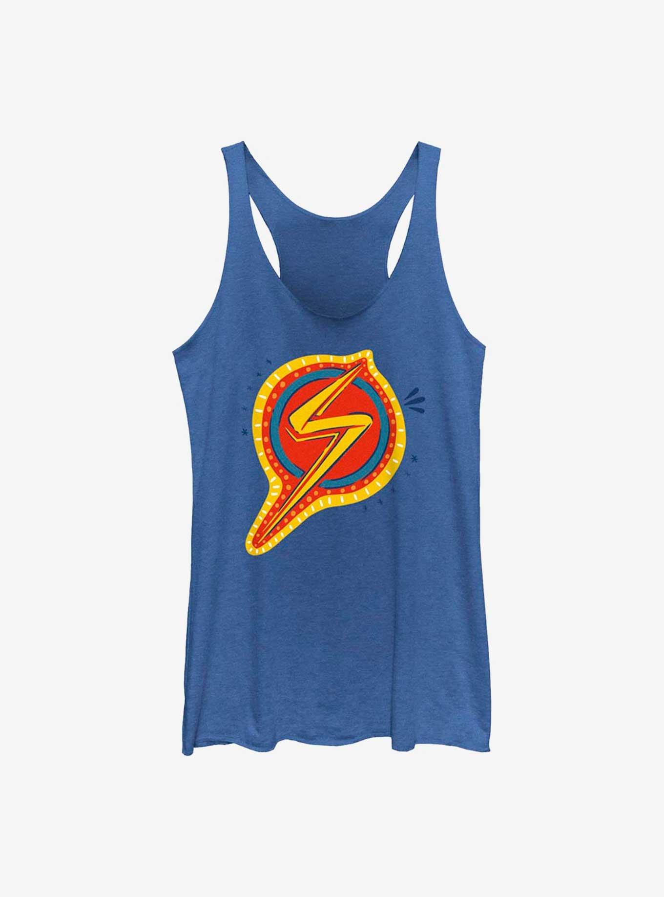 Marvel Ms. Marvel Decorative Symbol GIrls Raw Edge Tank, ROY HTR, hi-res