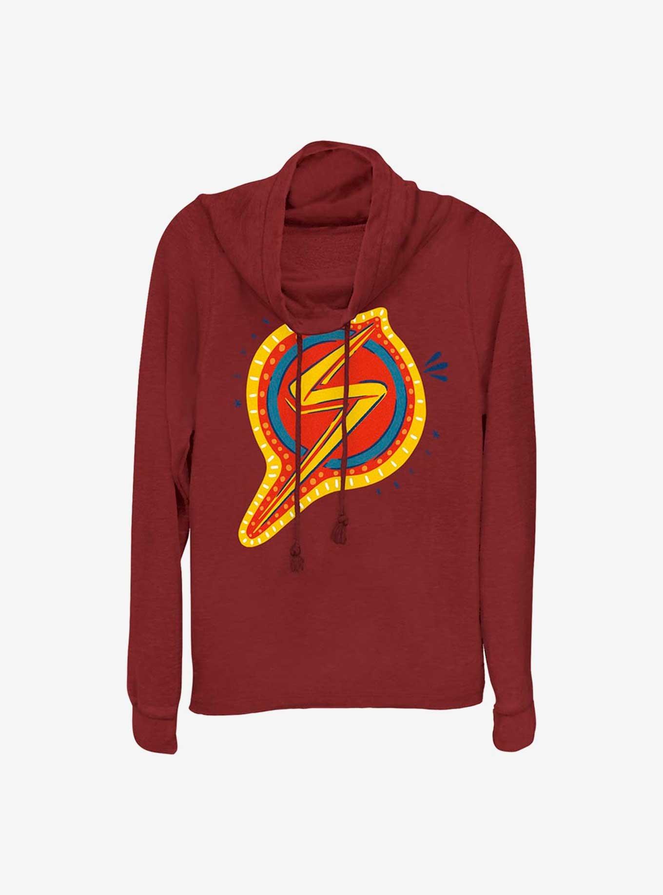 Marvel Ms. Marvel Decorative Symbol Cowlneck Long-Sleeve Girls Top