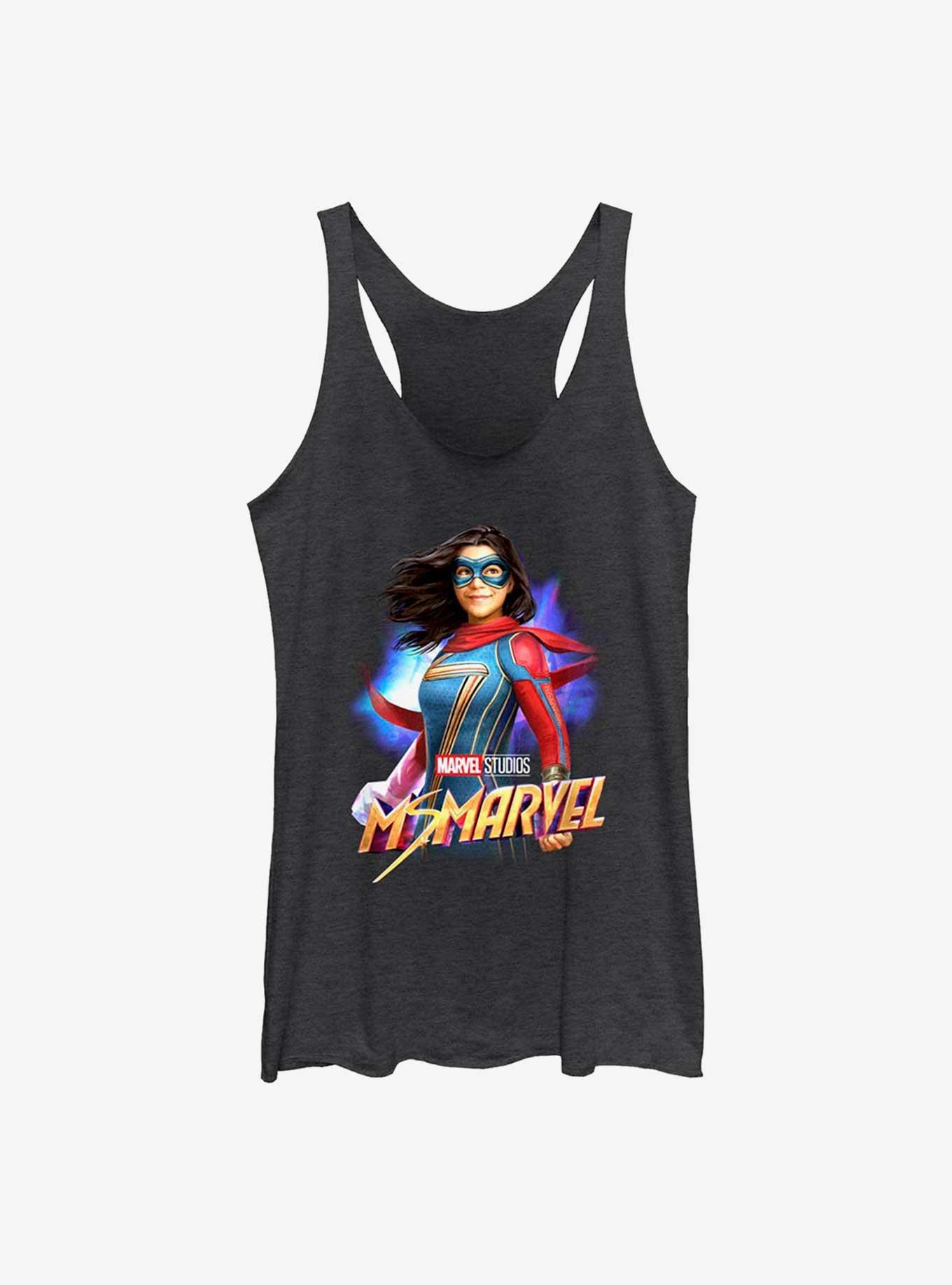 Marvel Ms. Marvel Hero GIrls Raw Edge Tank, BLK HTR, hi-res