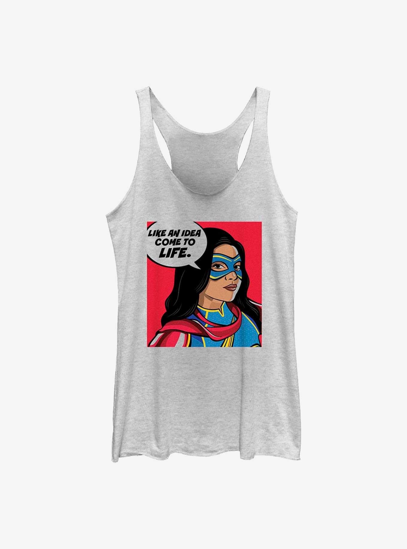 Marvel Ms. Marvel Idea Come To Life GIrls Raw Edge Tank, WHITE HTR, hi-res