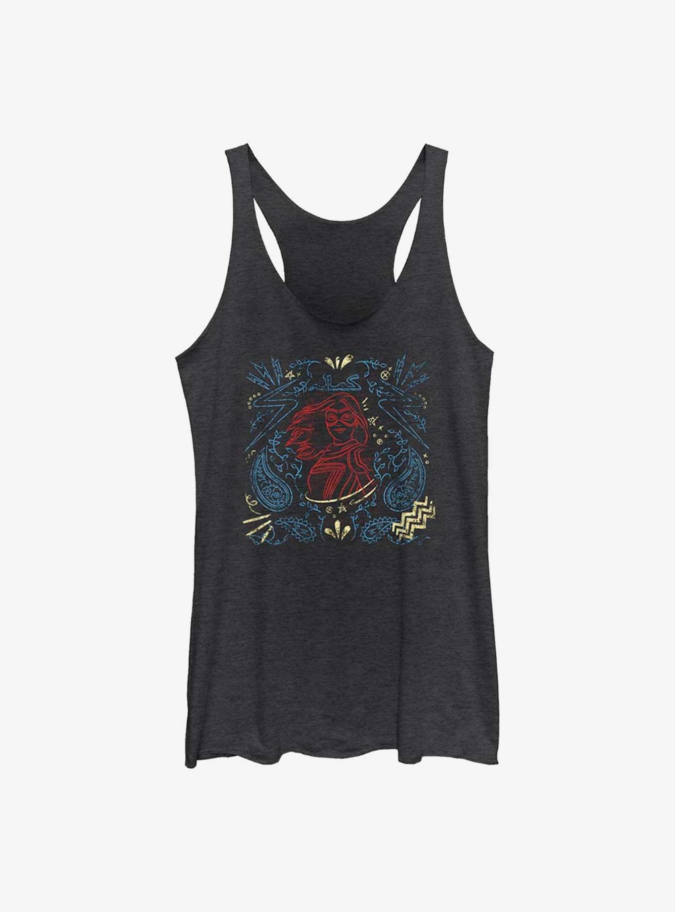 Marvel Ms. Marvel Line Drawing GIrls Raw Edge Tank