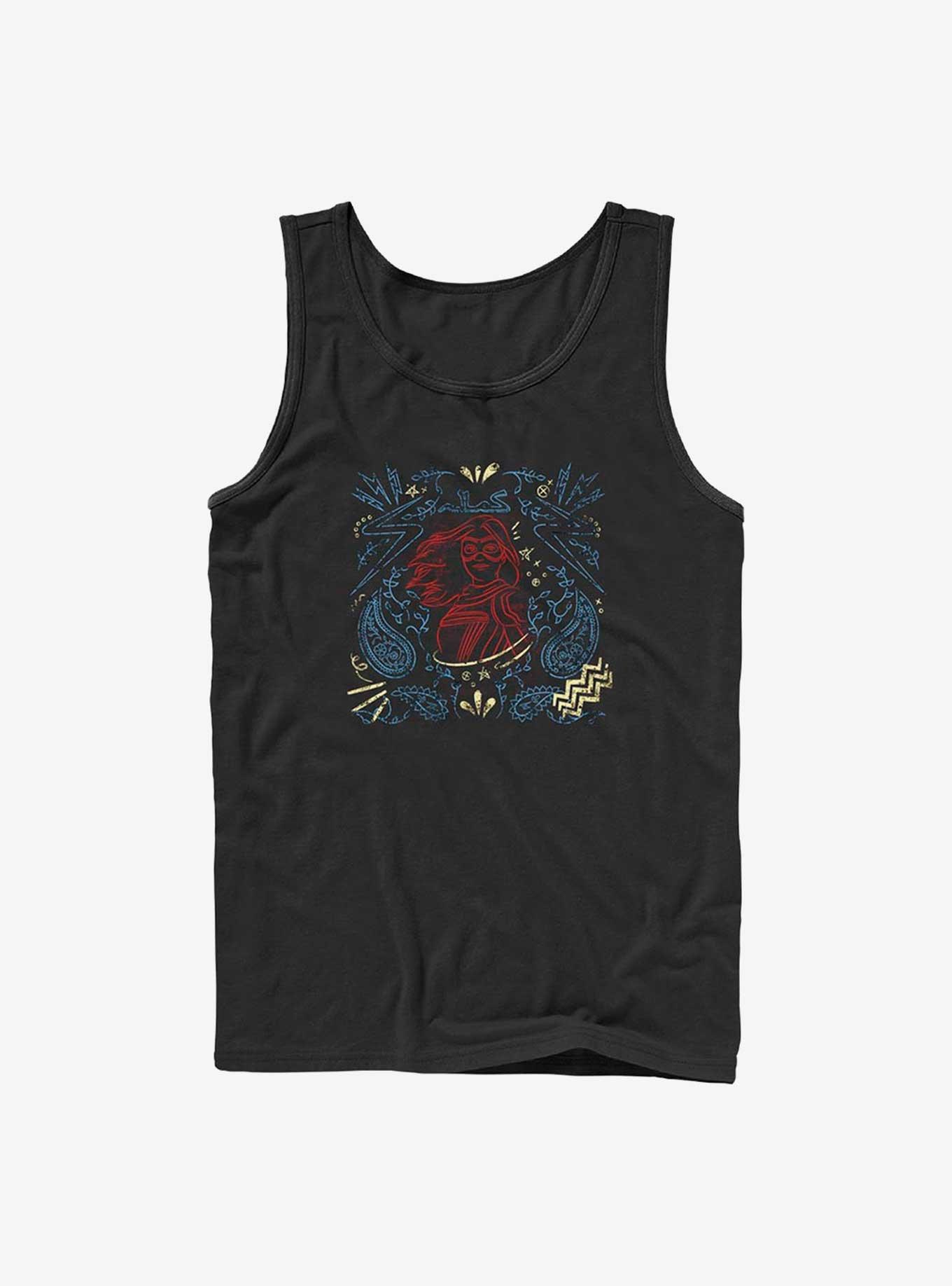 Marvel Ms. Marvel Line Drawing Tank, BLACK, hi-res