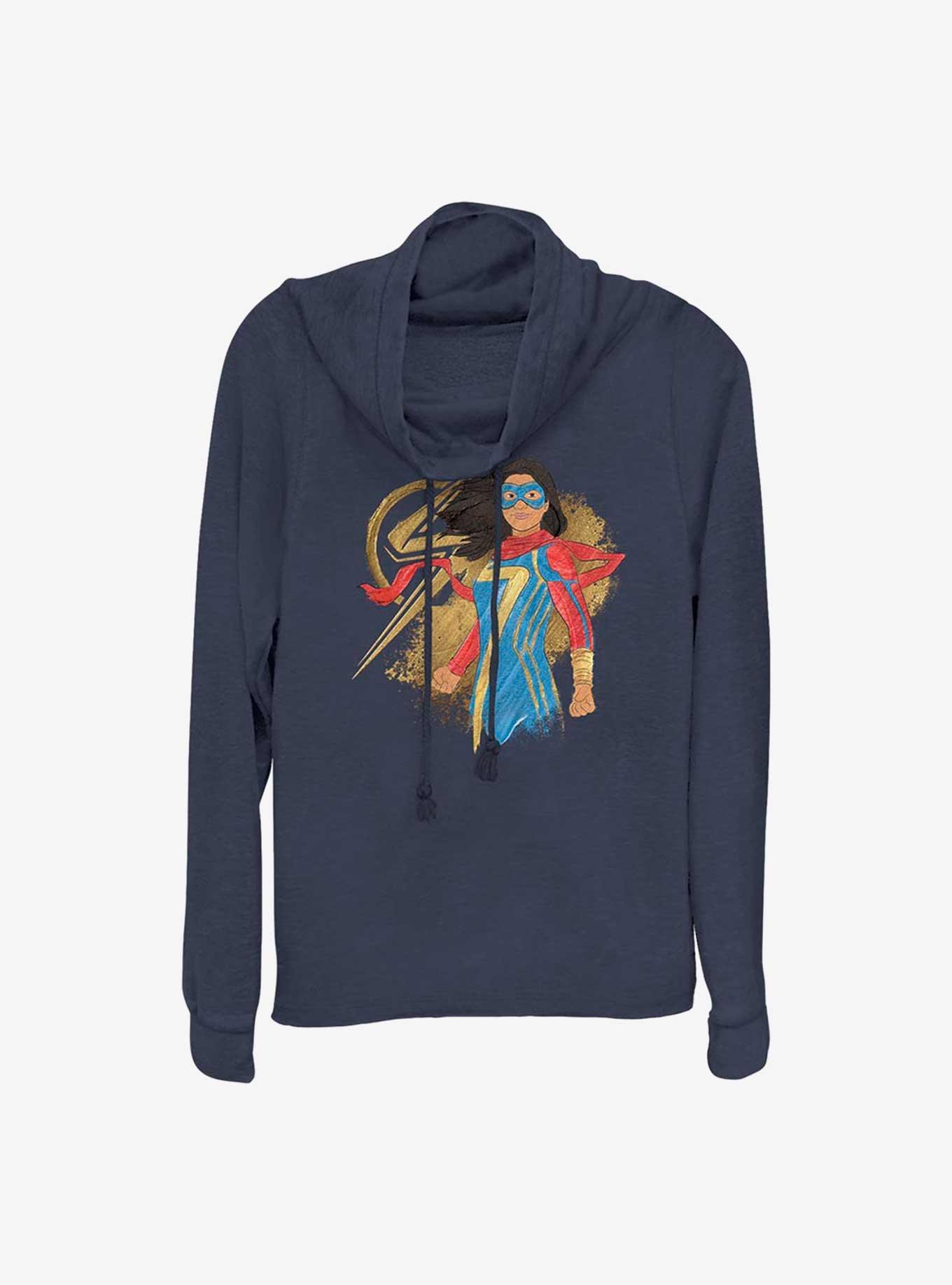 Marvel Ms. Marvel Portrait Cowlneck Long-Sleeve Girls Top, , hi-res