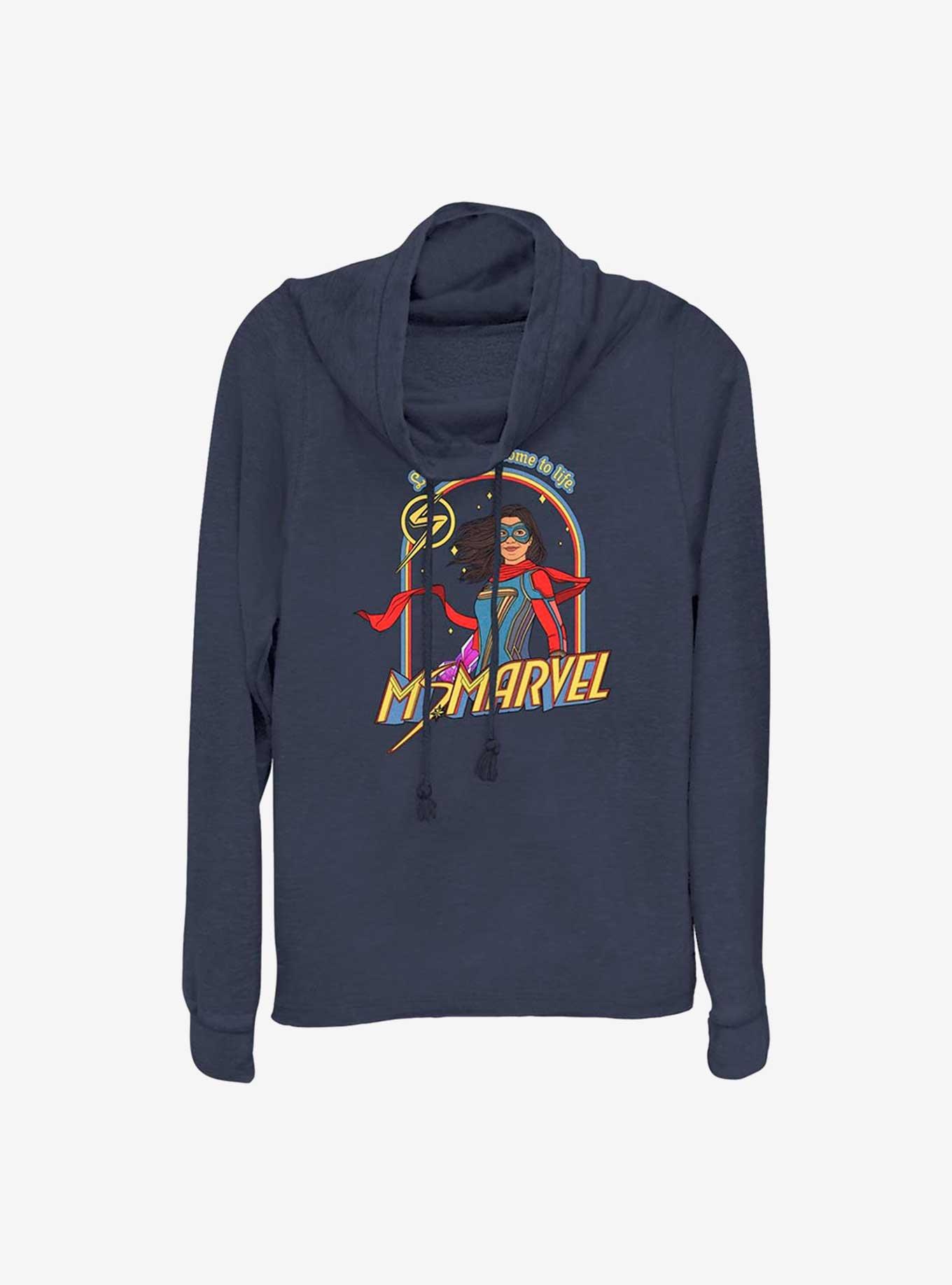 Marvel Ms. Marvel Retro Cowlneck Long-Sleeve Girls Top, , hi-res