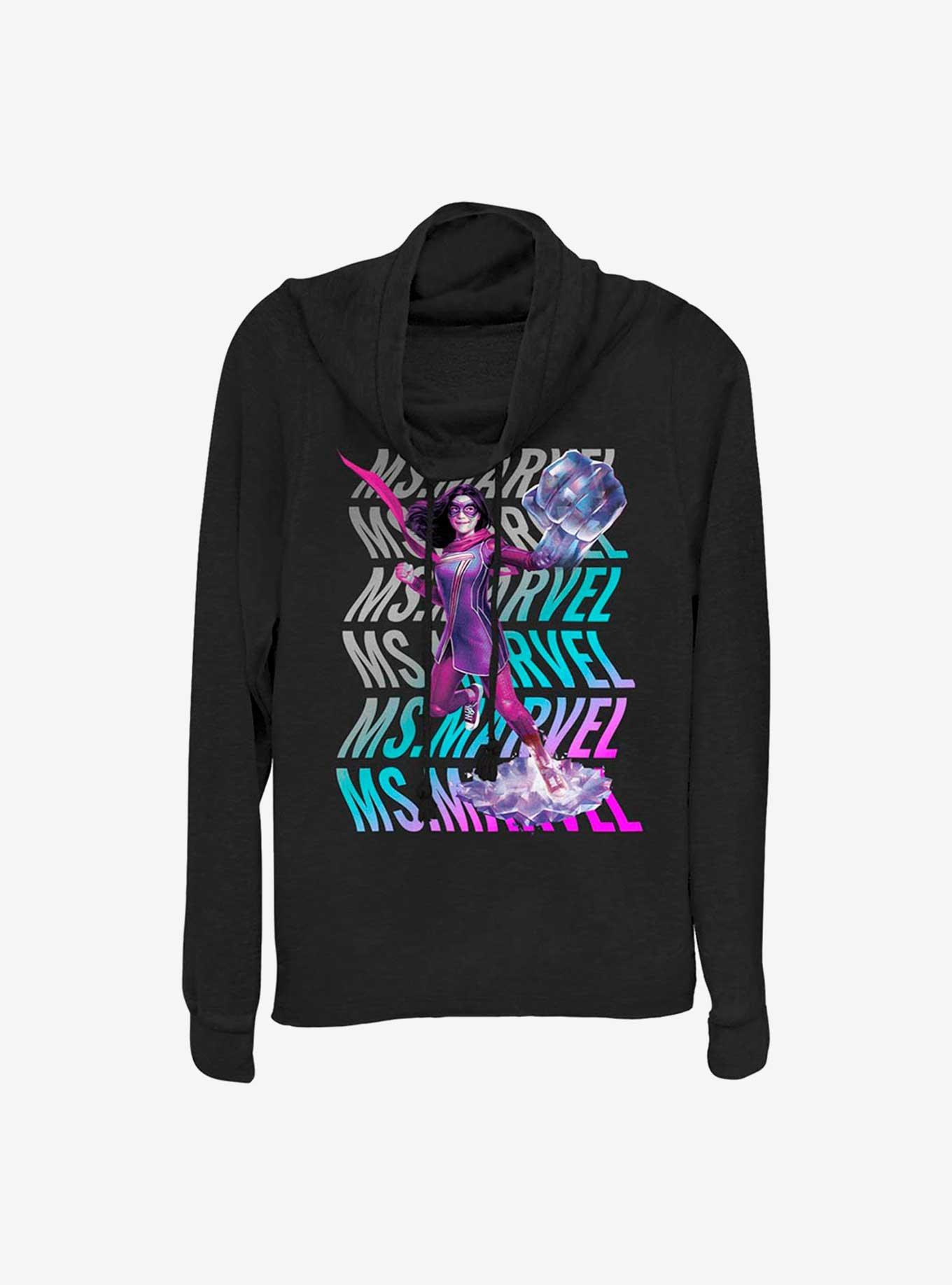 Marvel Ms. Marvel Wave Cowlneck Long-Sleeve Girls Top