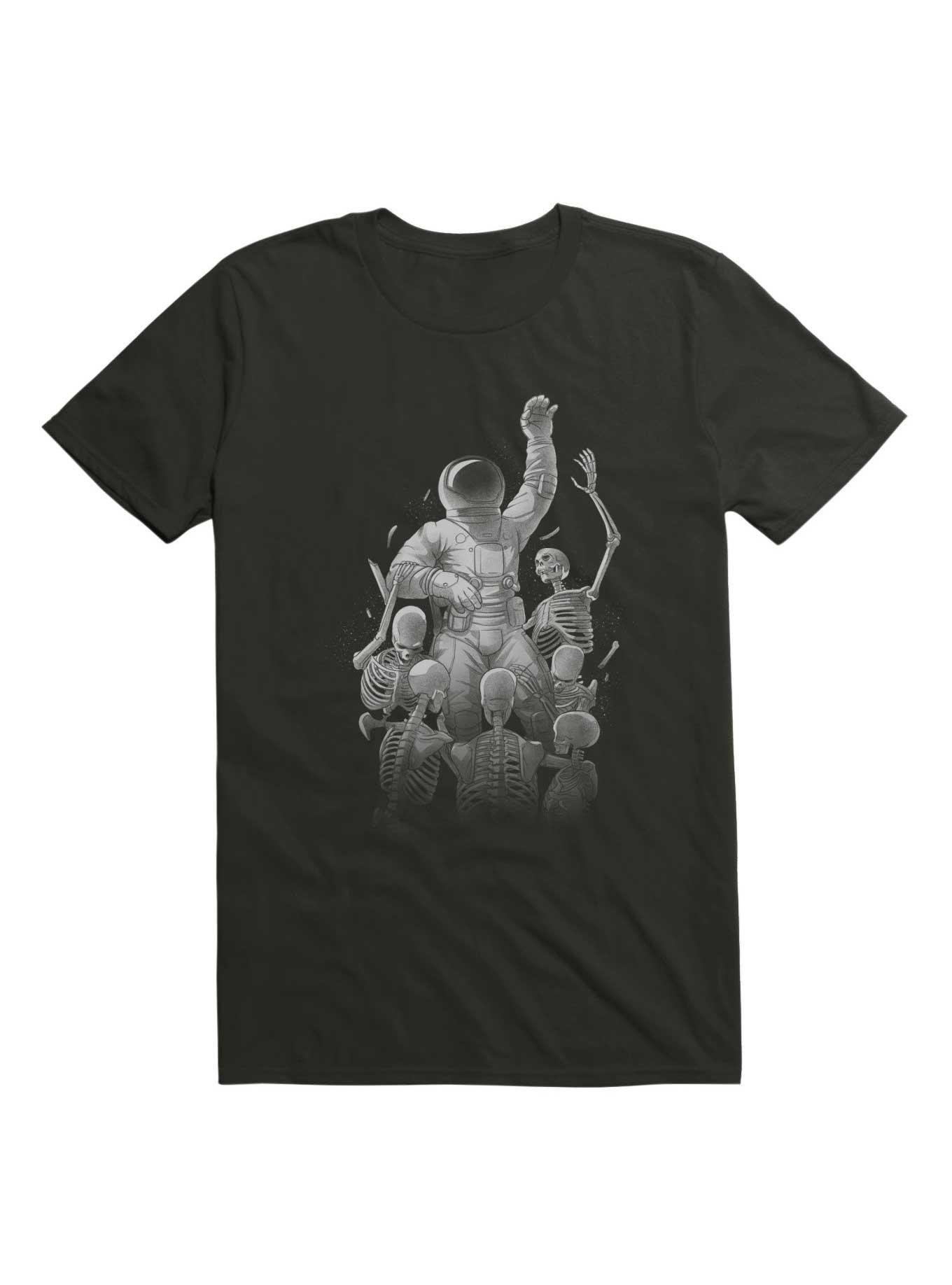 Astronaut Skeleton Escaping Hell T-Shirt, BLACK, hi-res