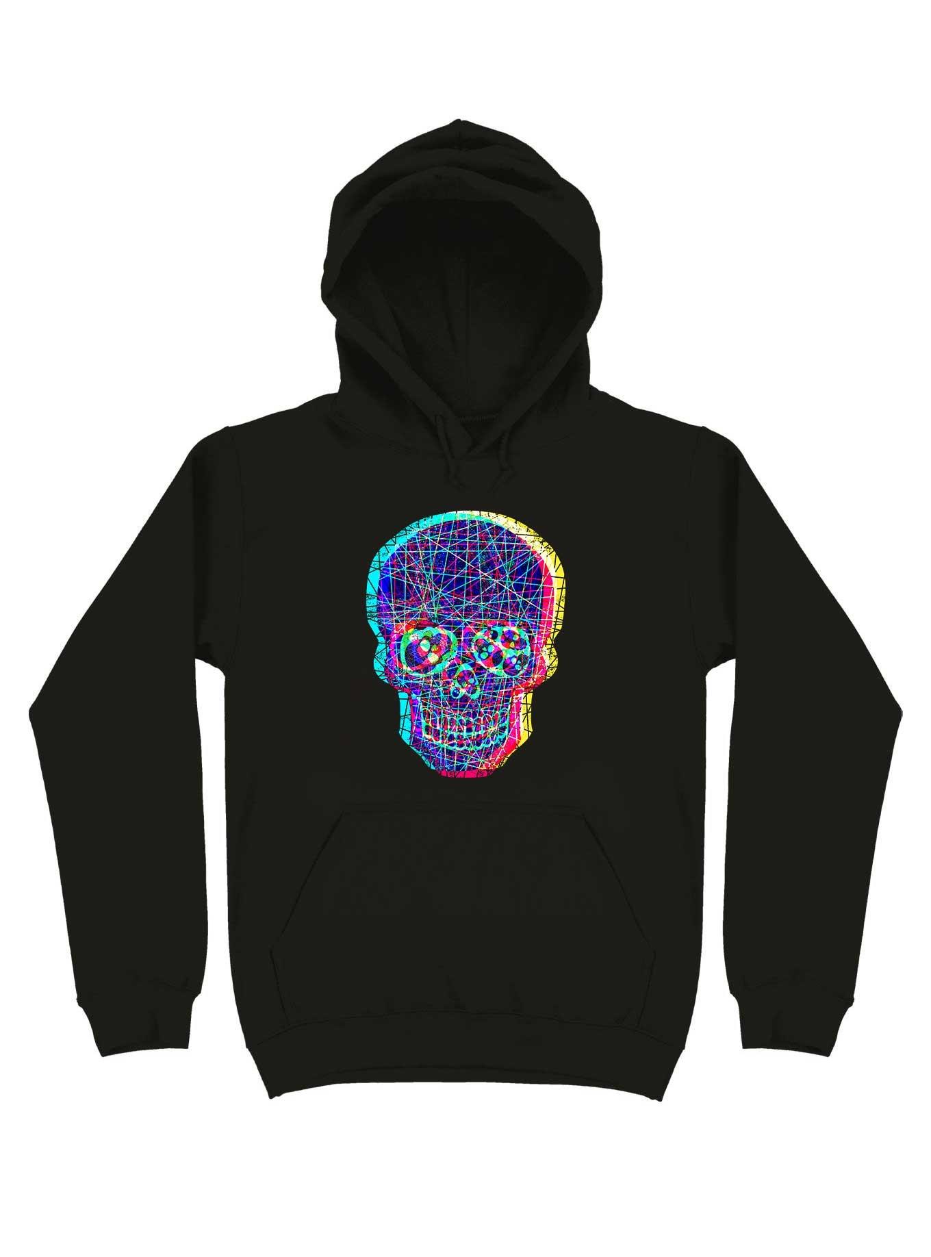 Acid Skull With A Disturbed Psyche Hoodie, BLACK, hi-res