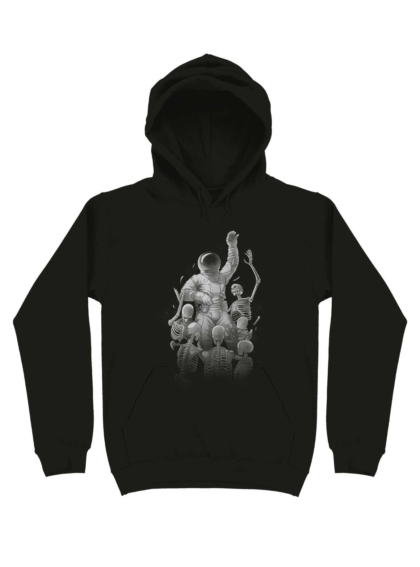 Astronaut Skeleton Escaping Hell Hoodie, BLACK, hi-res