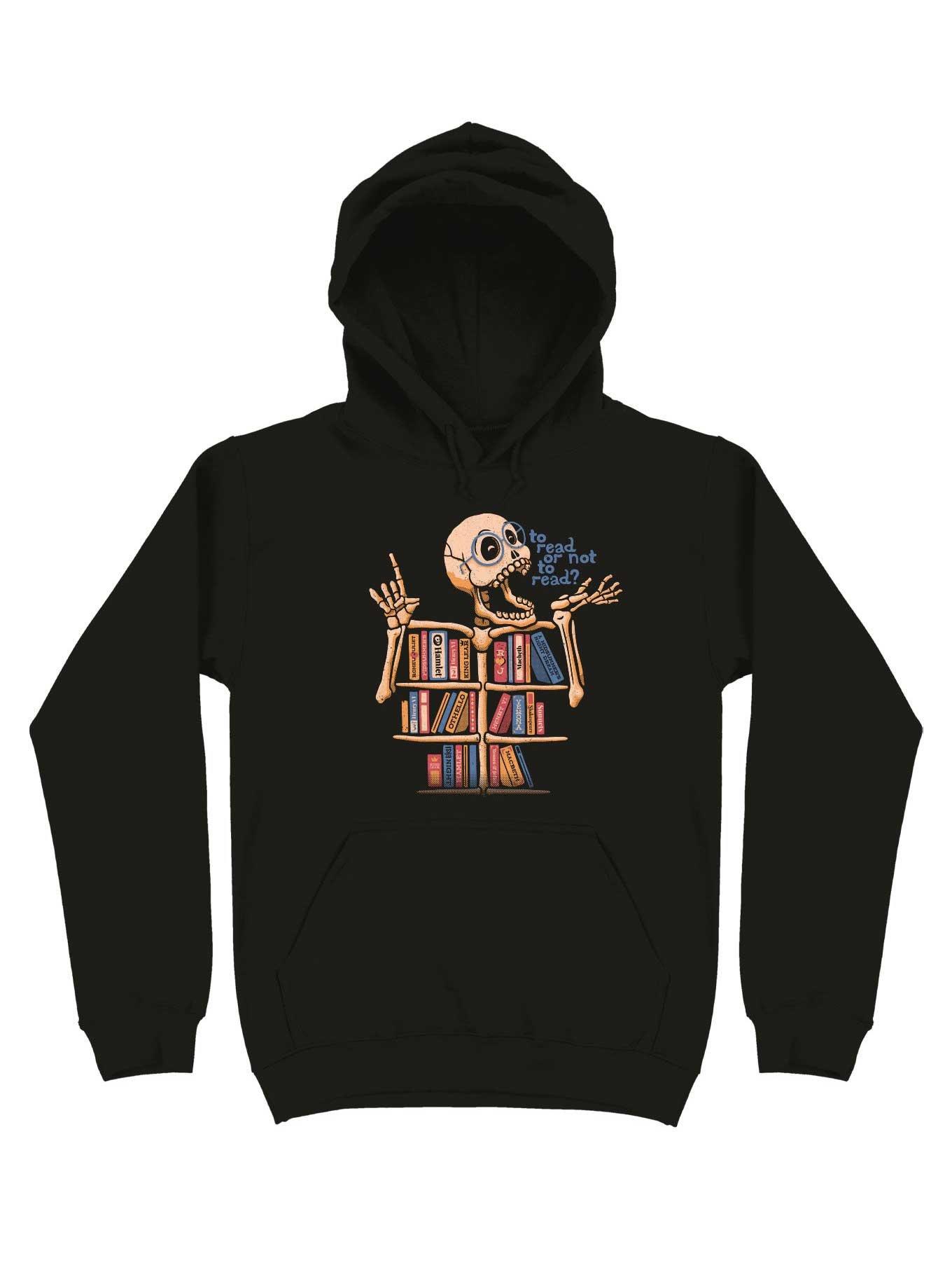 Skeleton Shelf Book Lover Hoodie, BLACK, hi-res