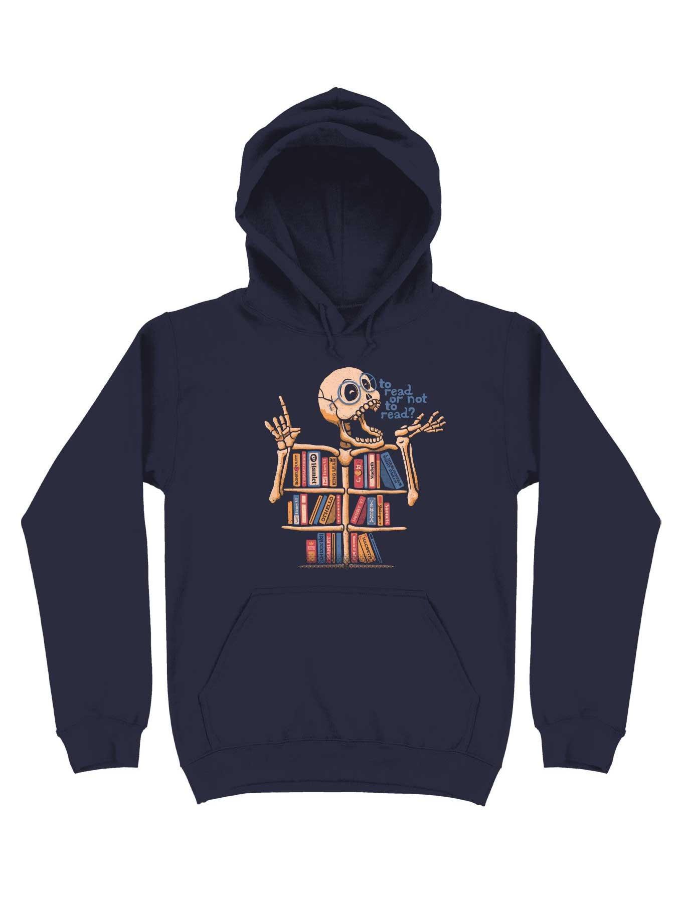 THRDLESS Skeleton Shelf Book Lover Hoodie