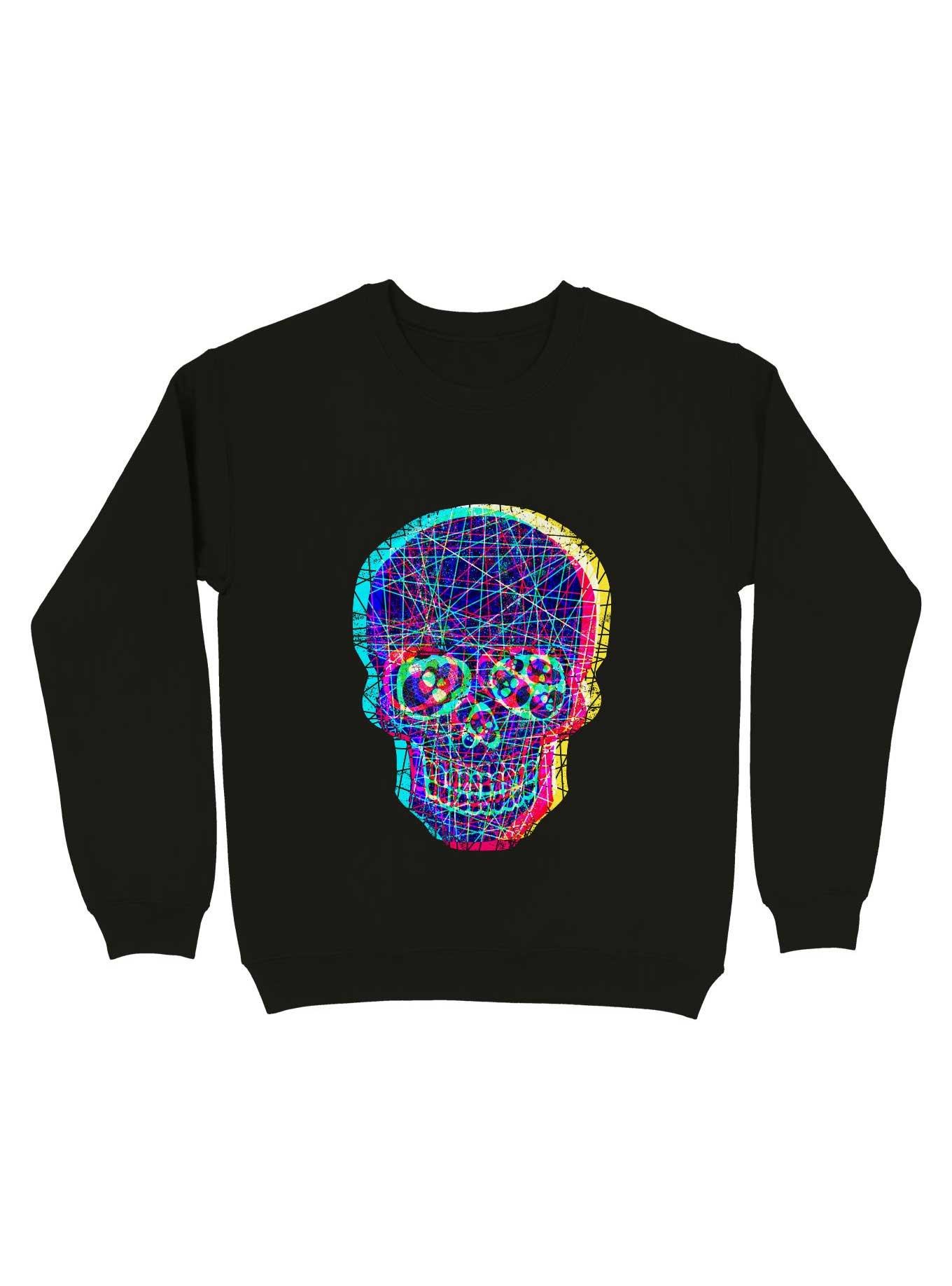 Acid Skull With A Disturbed Psyche Sweatshirt, BLACK, hi-res
