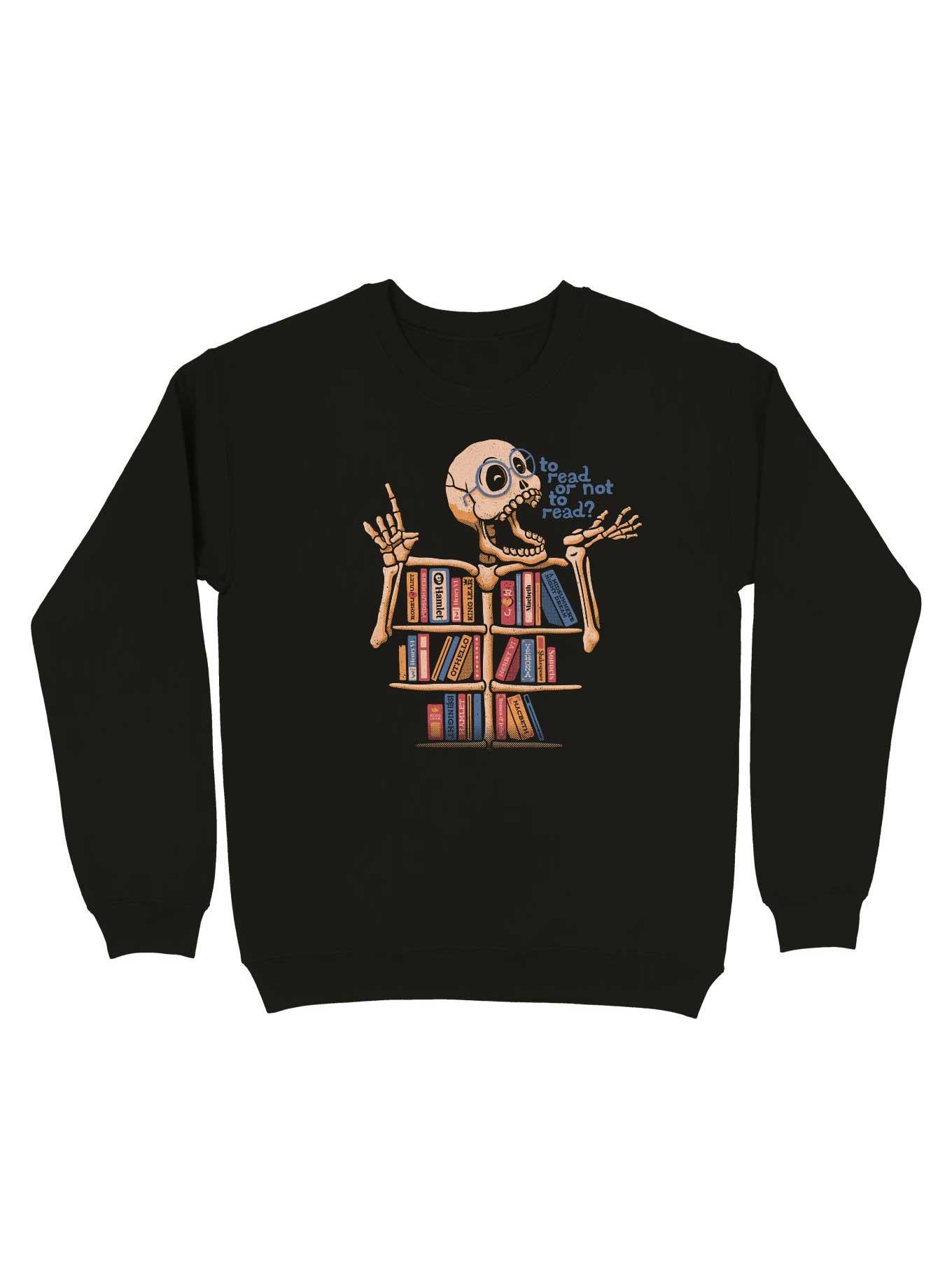 Skeleton Shelf Book Lover Sweatshirt, BLACK, hi-res