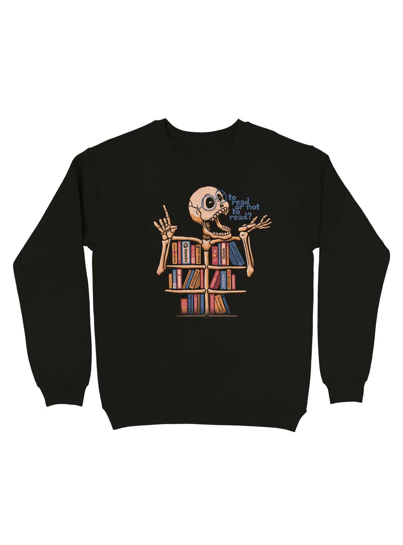 Skeleton Shelf Book Lover Sweatshirt, , hi-res