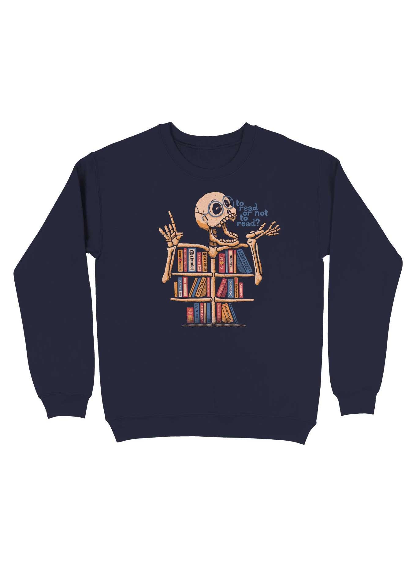 THRDLESS Skeleton Shelf Book Lover Sweatshirt