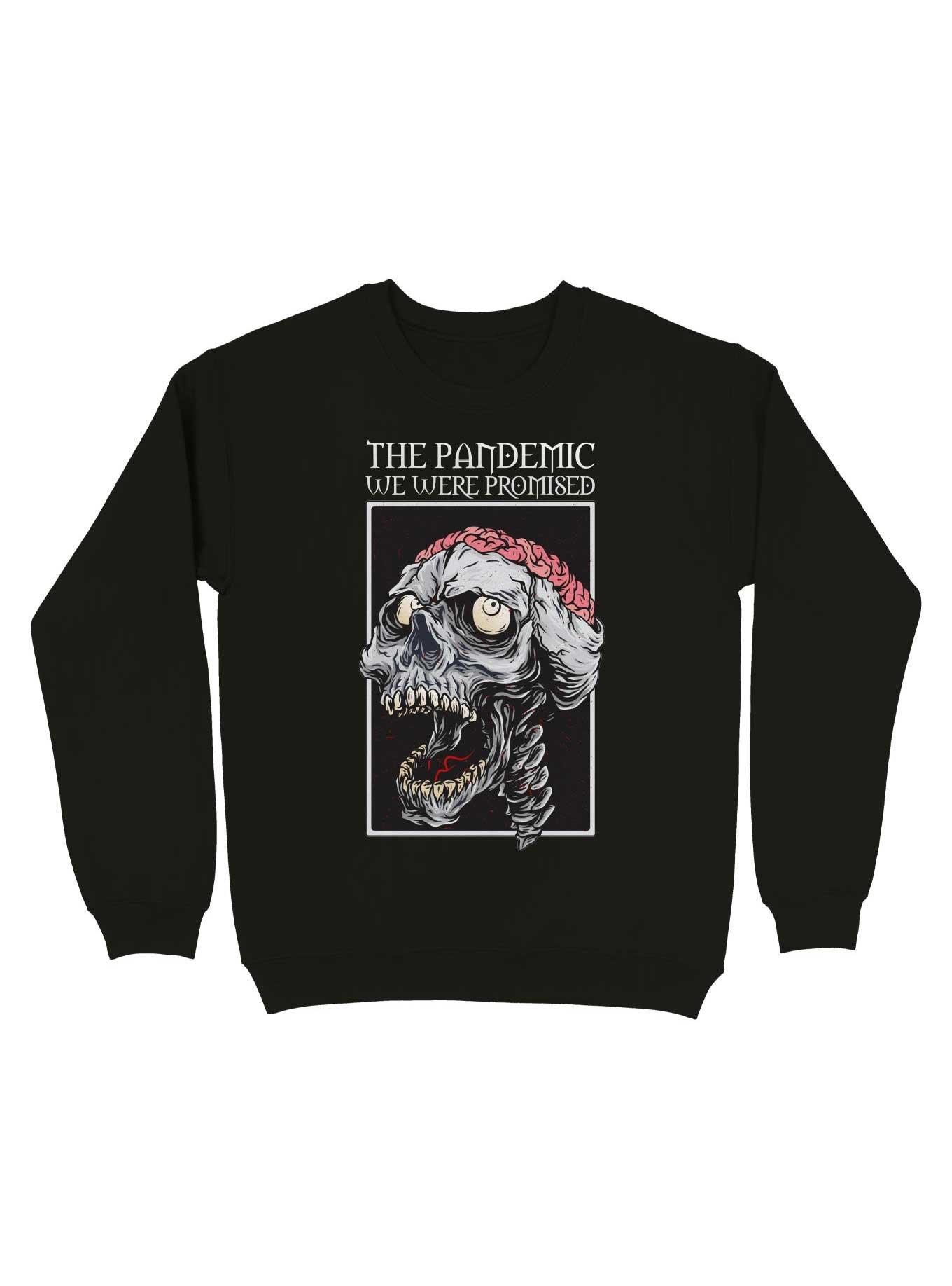 The Pandemic We Were Promised - Zombie Skull With Brain Sweatshirt, BLACK, hi-res