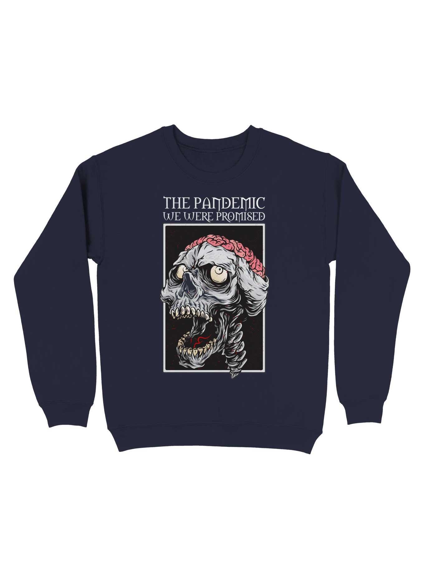 The Pandemic We Were Promised - Zombie Skull With Brain Sweatshirt, , hi-res