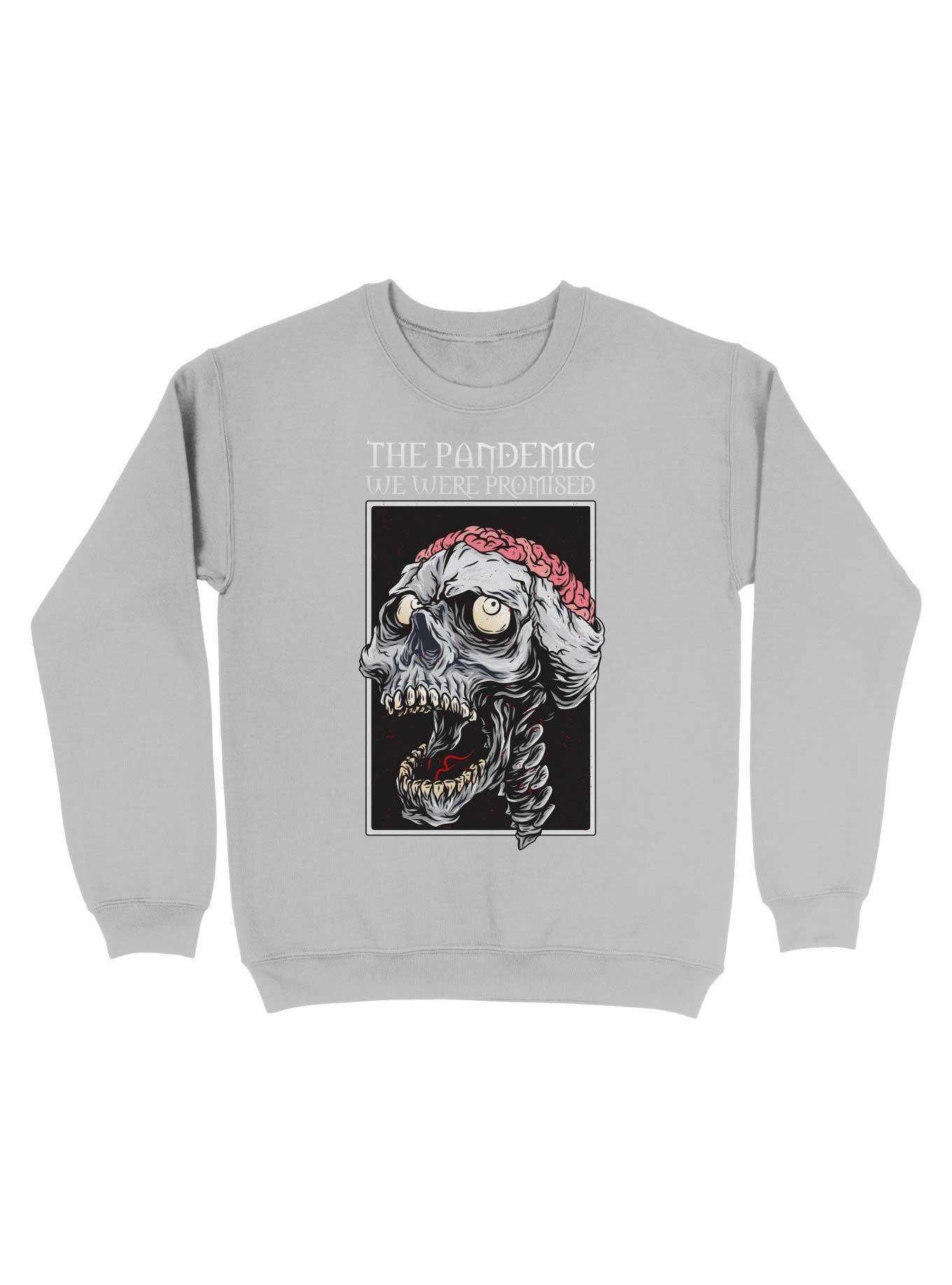 The Pandemic We Were Promised - Zombie Skull With Brain Sweatshirt, SPORT GRAY, hi-res