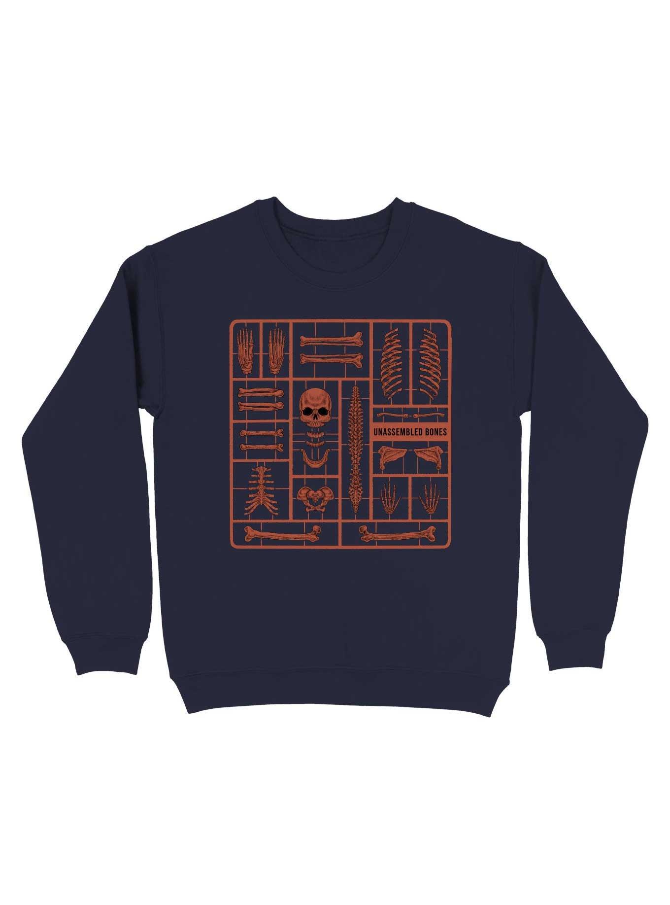 Unassembled Bones Sweatshirt, NAVY, hi-res