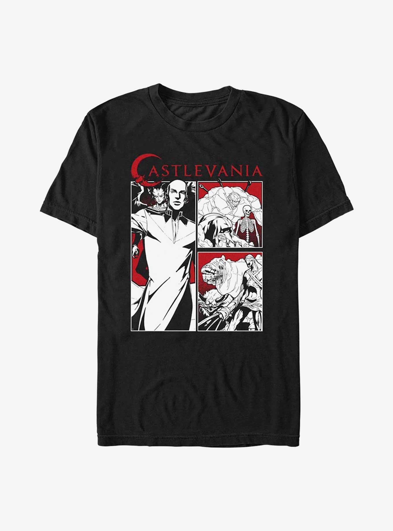 Castlevania Night Creature Panels T-Shirt, BLACK, hi-res