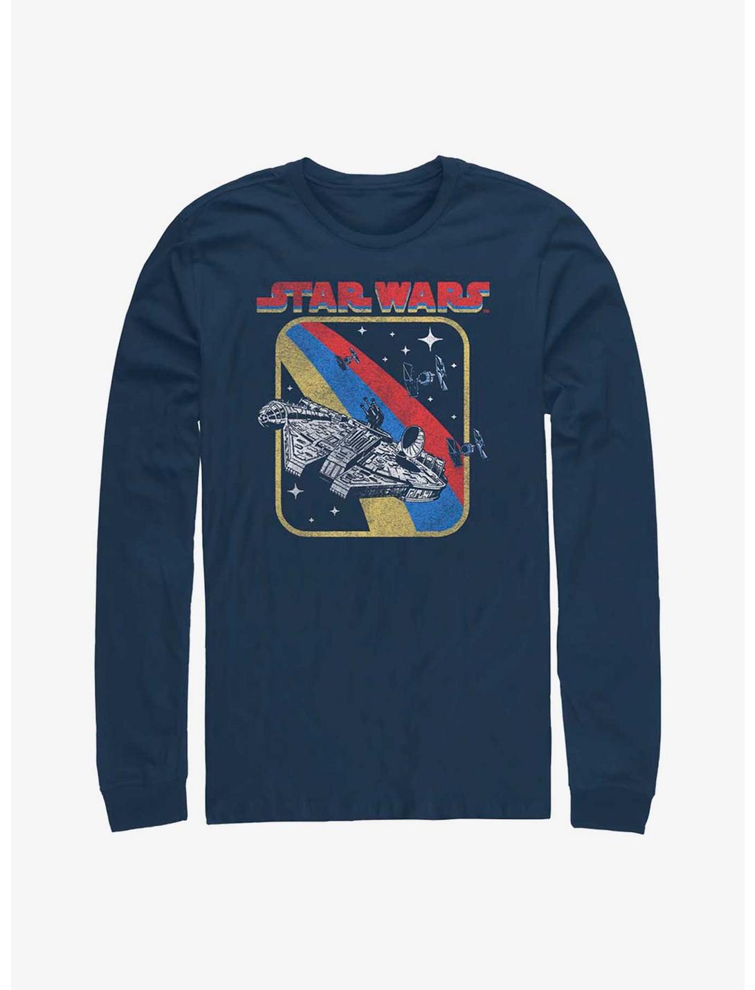 Star Wars Retro Millenium Falcon Long Sleeve T-Shirt, NAVY, hi-res