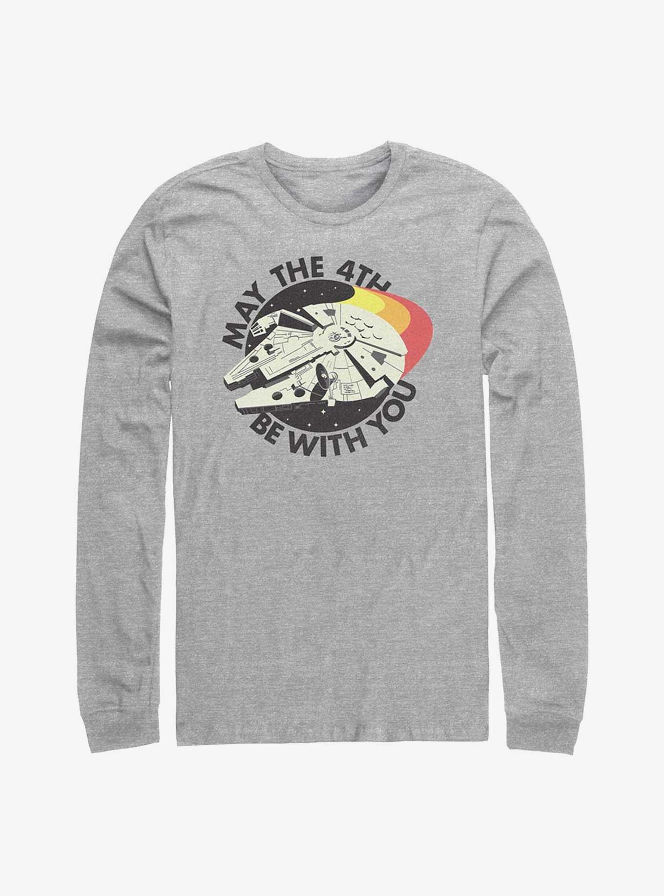 Star Wars Retro May The 4th Be With You Millenium Falcon Long Sleeve T-Shirt, , hi-res