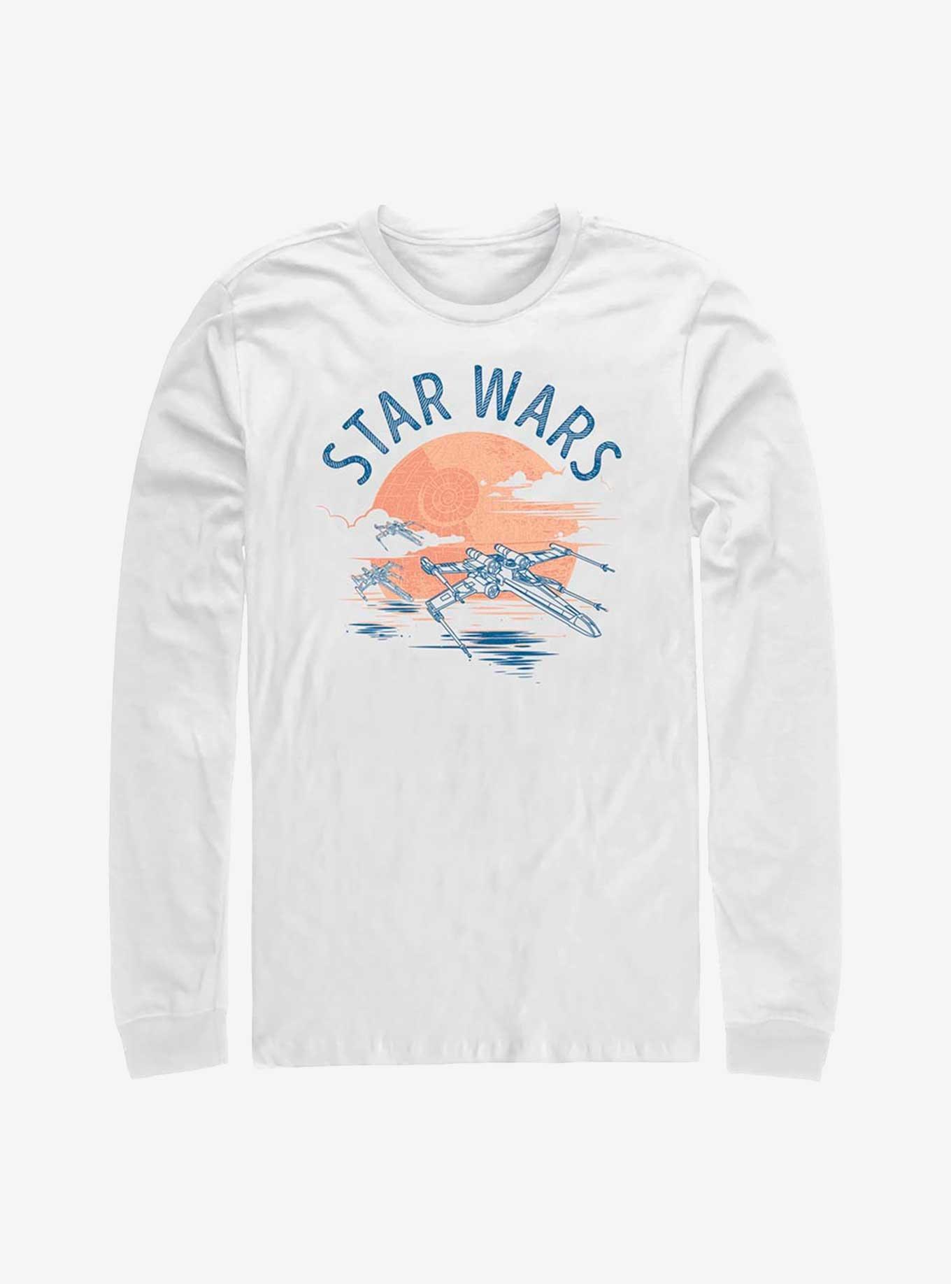 Star Wars X-Wing Sunset Long Sleeve T-Shirt, WHITE, hi-res