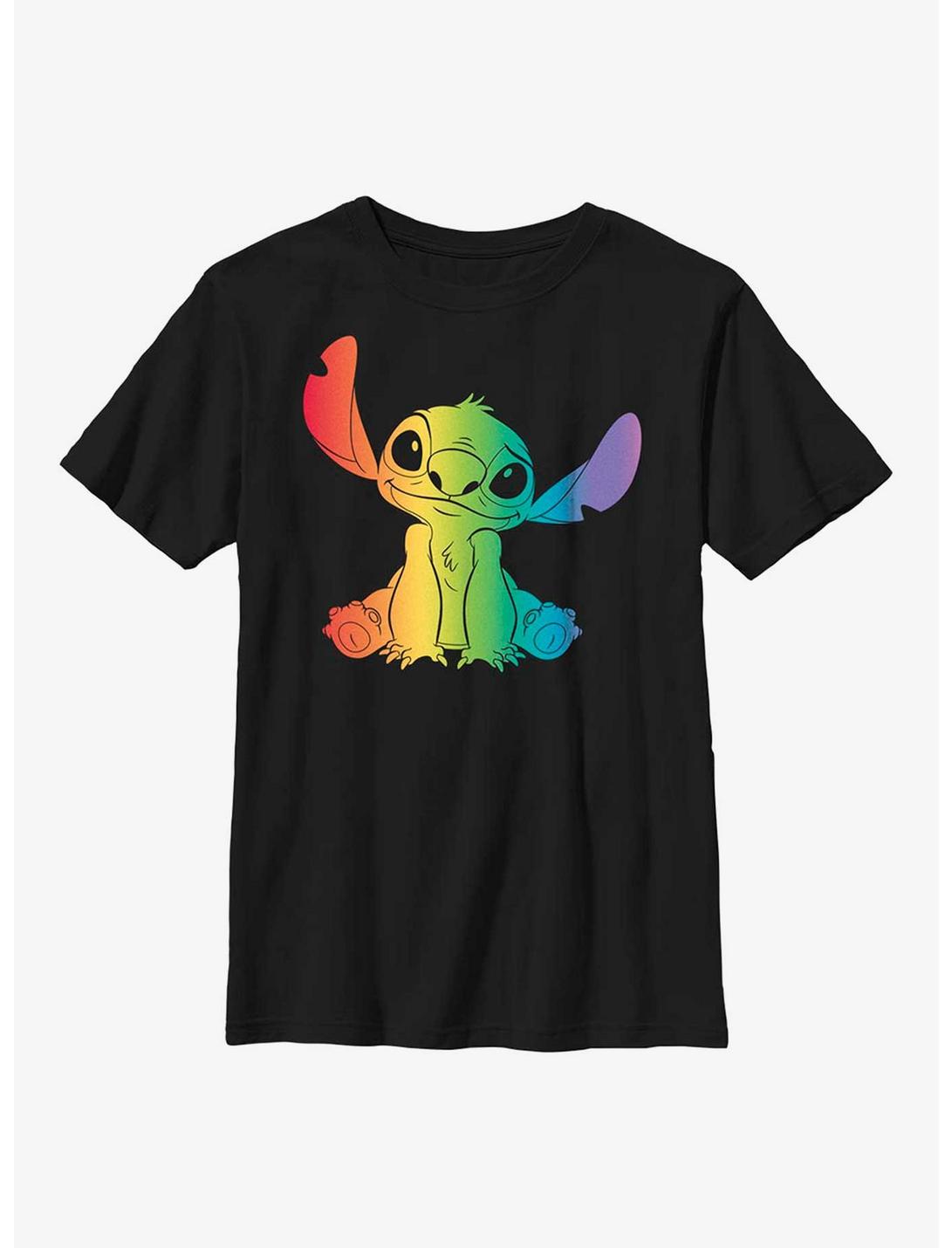 Disney Lilo And Stitch Rainbow Fill Youth T-Shirt, BLACK, hi-res