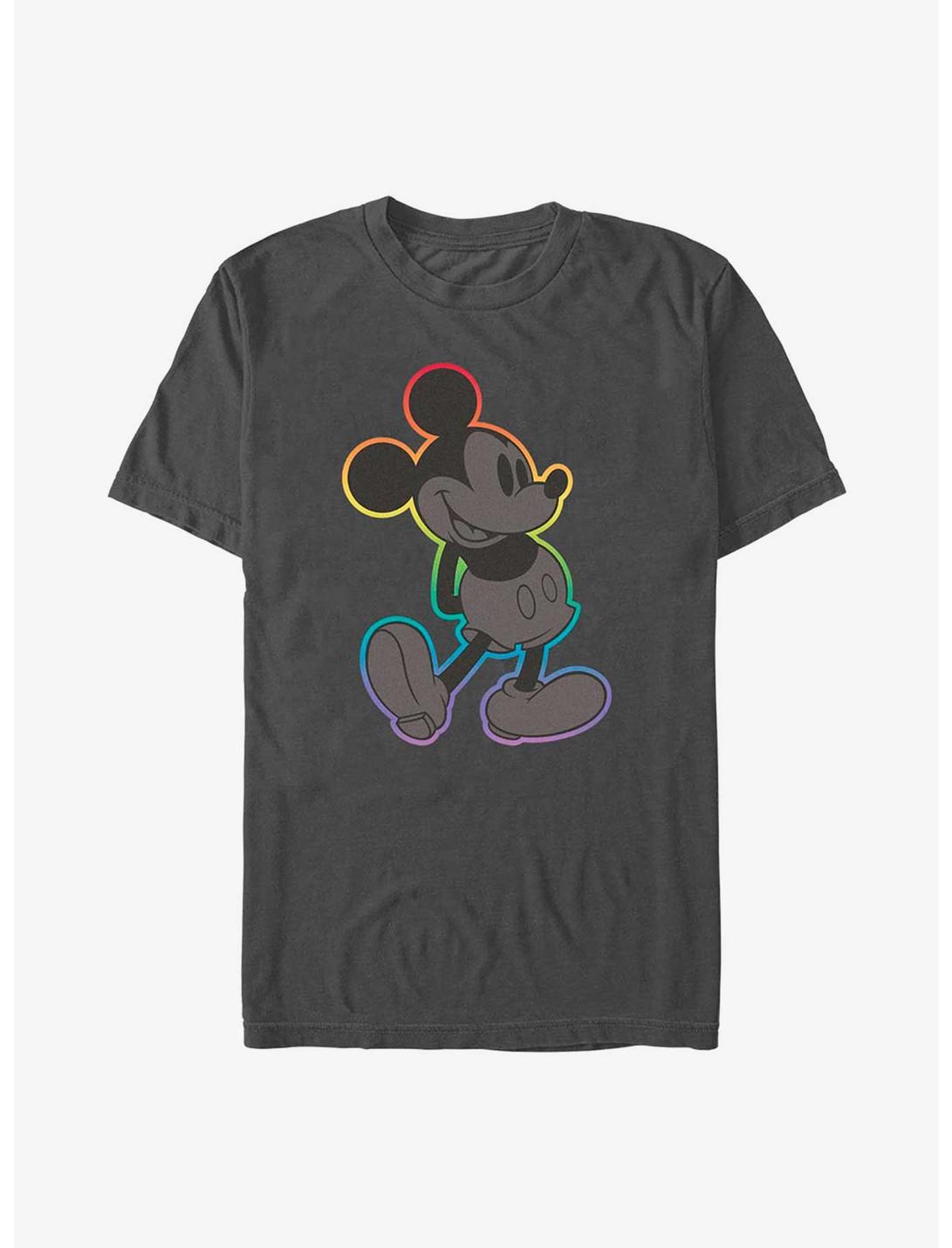 Disney Mickey Mouse Rainbow Outline T-Shirt, CHARCOAL, hi-res