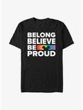 Disney Mickey Mouse Belong Believe Be Proud T-Shirt, BLACK, hi-res