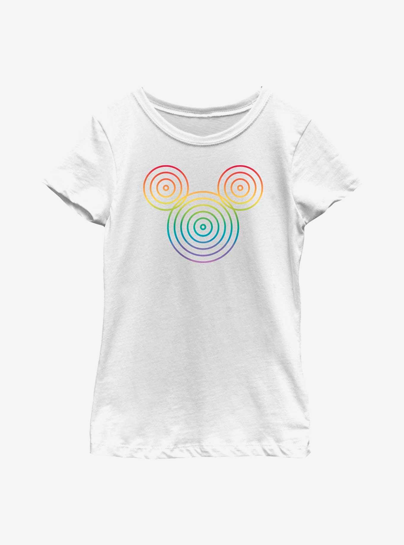 Disney Mickey Mouse Rainbow Circles Youth T-Shirt, WHITE, hi-res