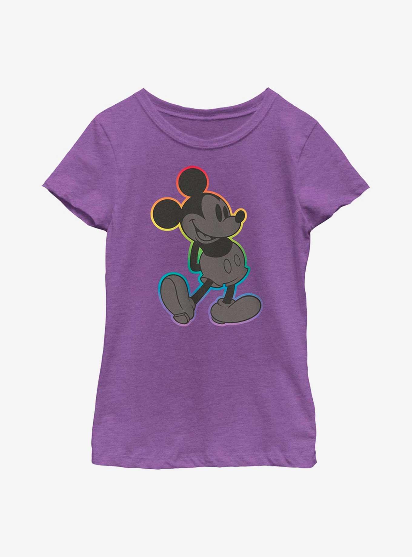 Disney Mickey Mouse Rainbow Outline Youth T-Shirt, , hi-res