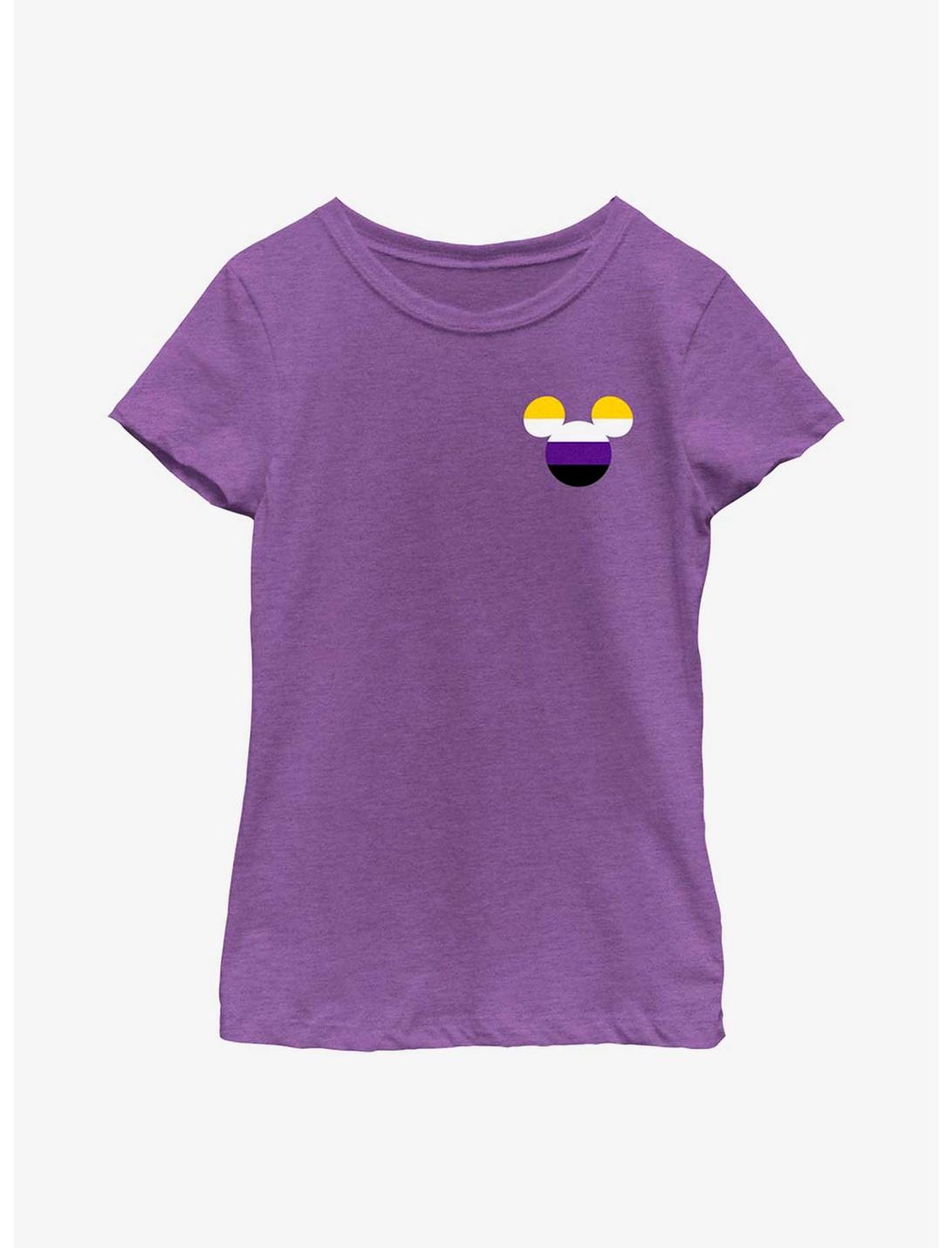 Disney Mickey Mouse Nonbinary Badge Youth T-Shirt, PURPLE BERRY, hi-res