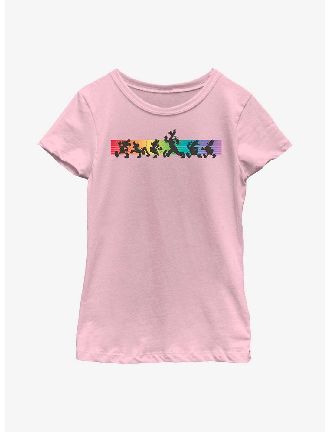 Disney Mickey Mouse Whole Crew Rainbow Line Youth T-Shirt, PINK, hi-res
