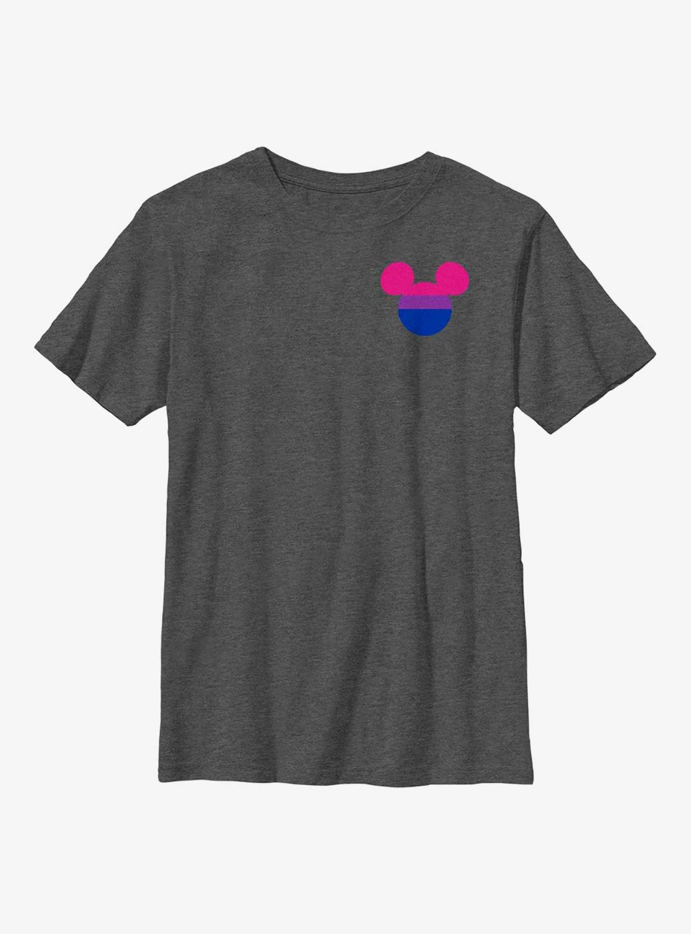 Disney Mickey Mouse Bisexual Pride Mickey Ears Youth T-Shirt, , hi-res