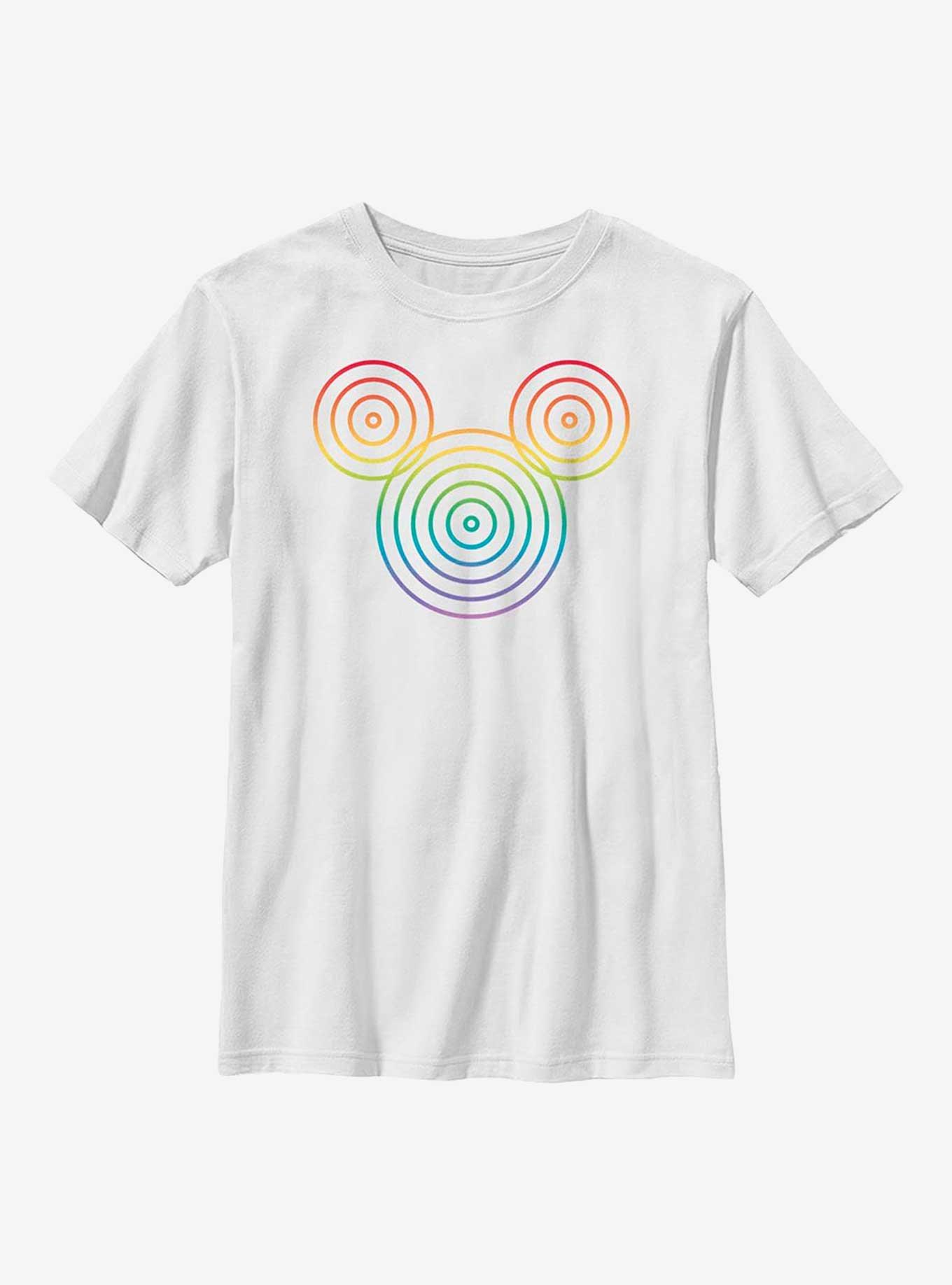 Disney Mickey Mouse Rainbow Circles Youth T-Shirt, WHITE, hi-res