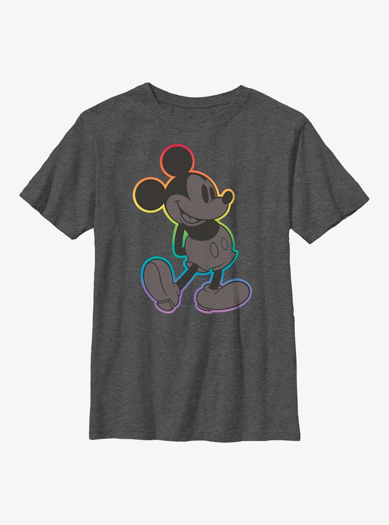 Disney Mickey Mouse Rainbow Outline Youth T-Shirt, , hi-res